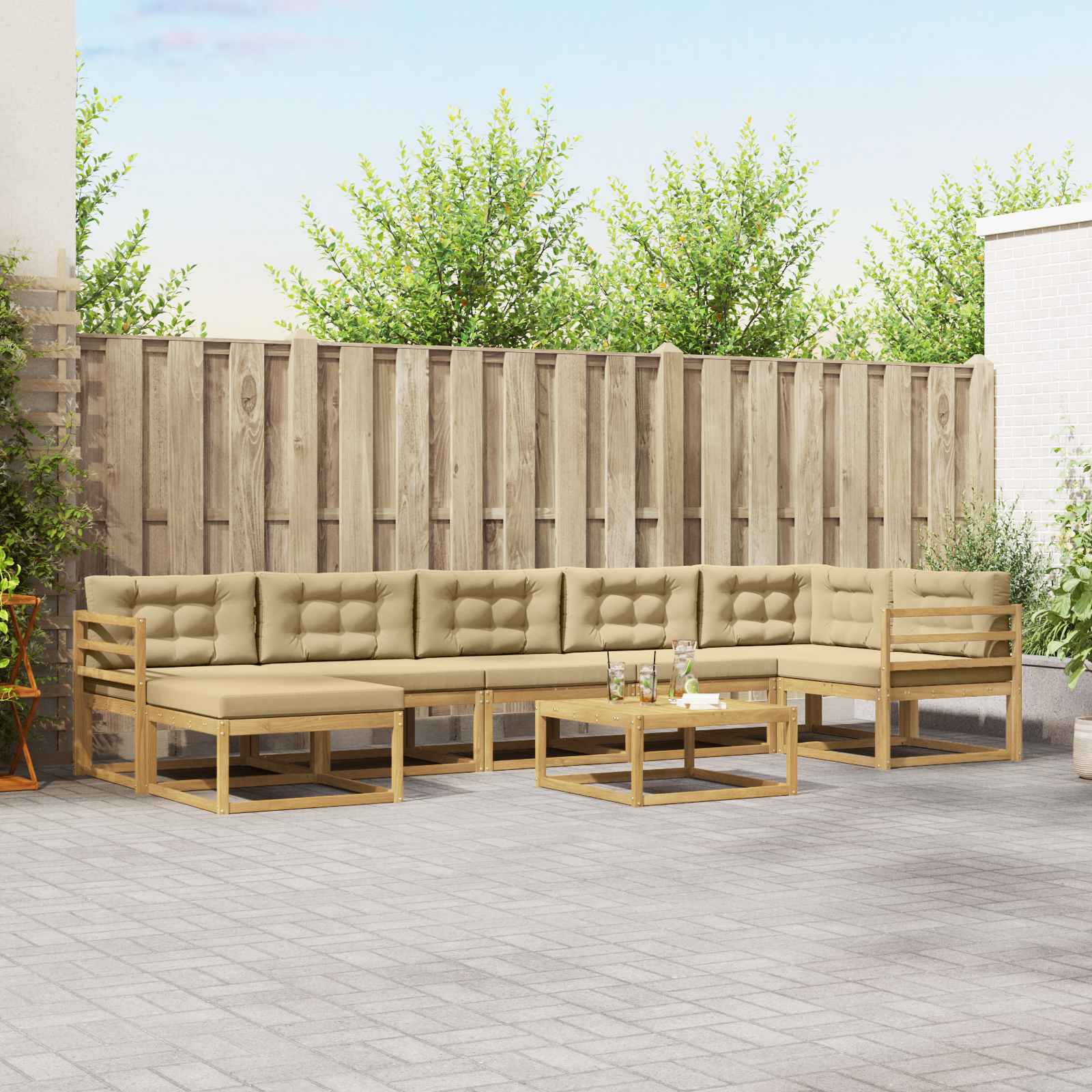Buiten bankenset 8 pcs Wit en Beige – afbeelding 1