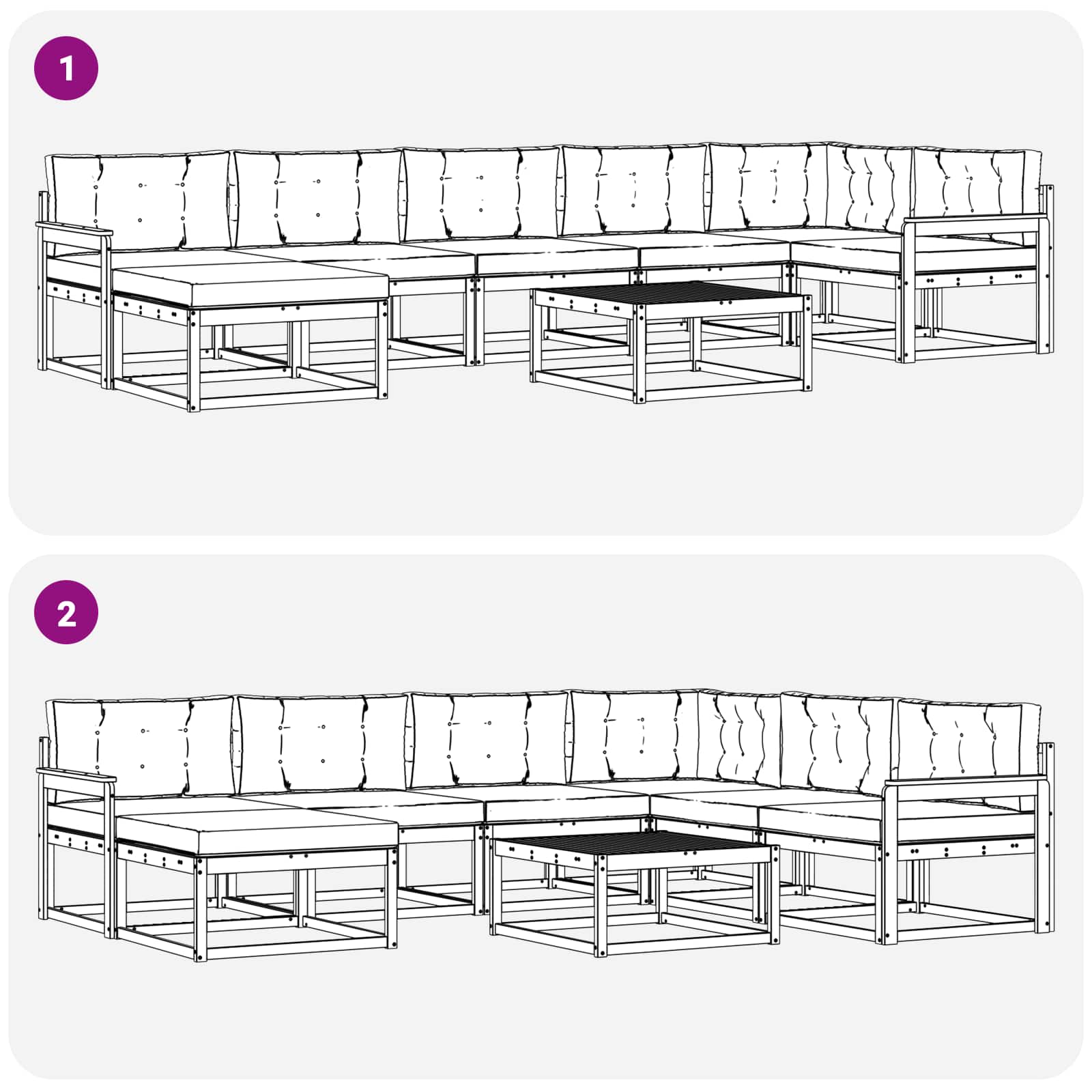 Buiten bankenset 8 pcs Wit en antracietkleurig – afbeelding 8