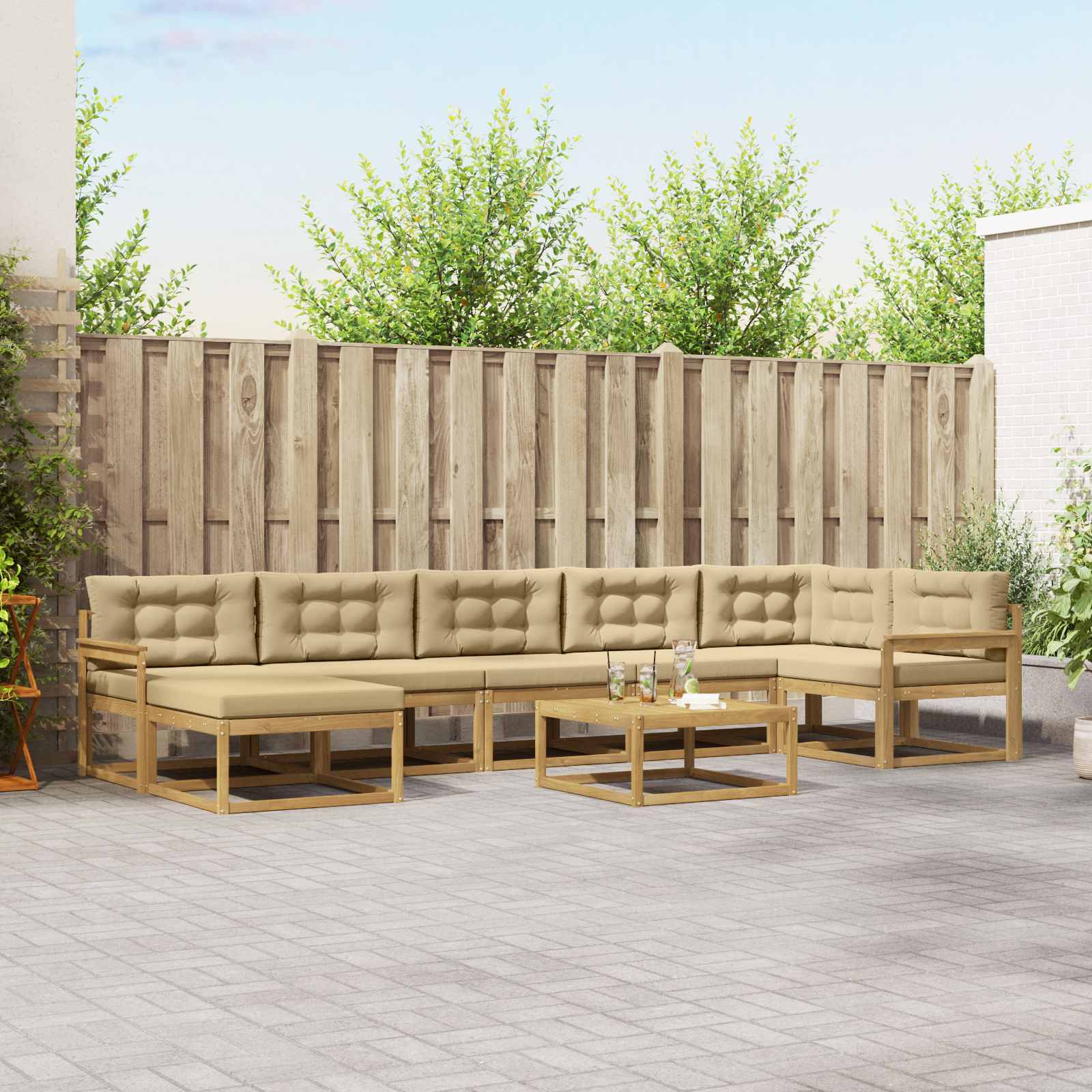 Buiten bankenset 8 pcs Wit en Beige – afbeelding 1
