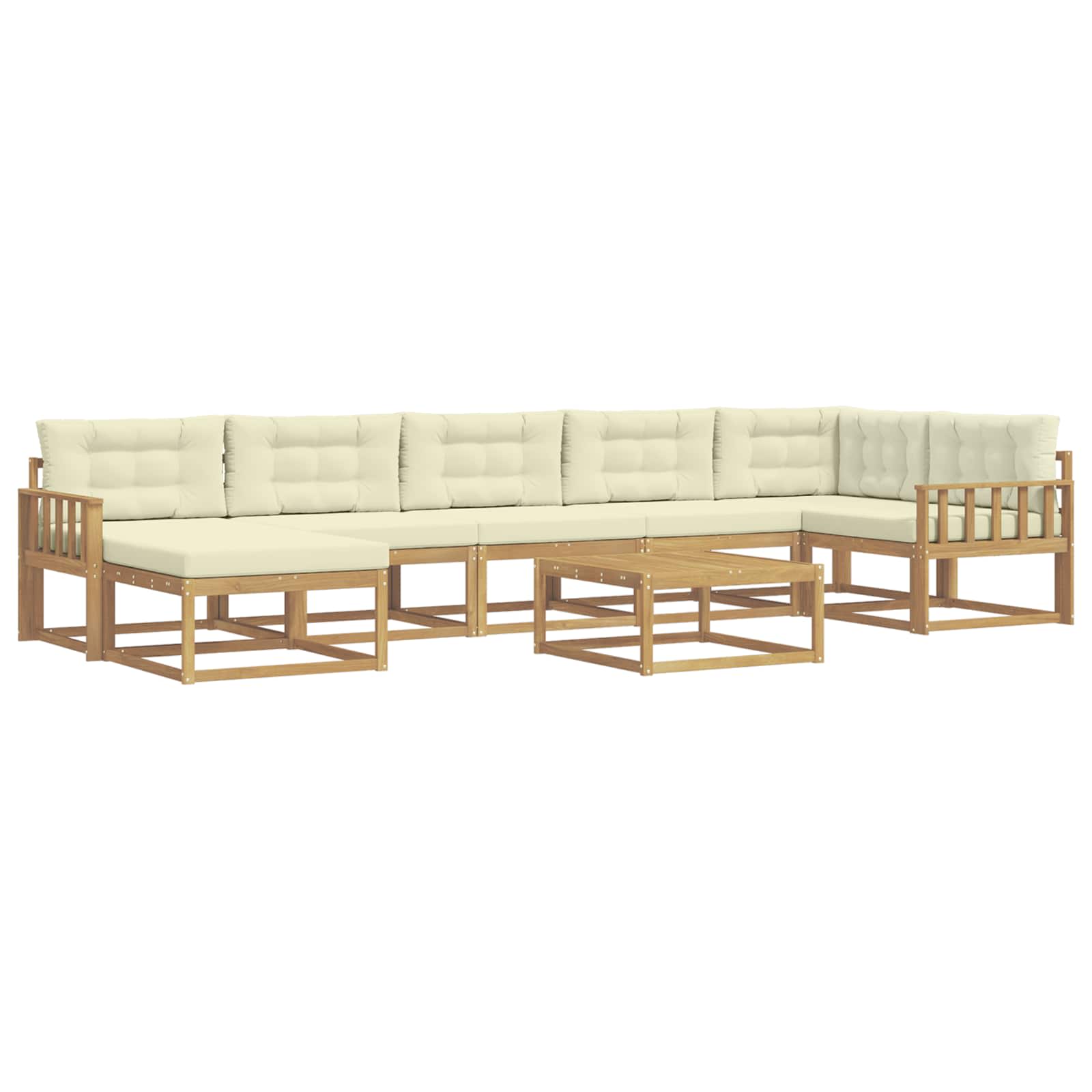 Buiten bankenset 8 pcs Wit en crèmekleurig – afbeelding 2