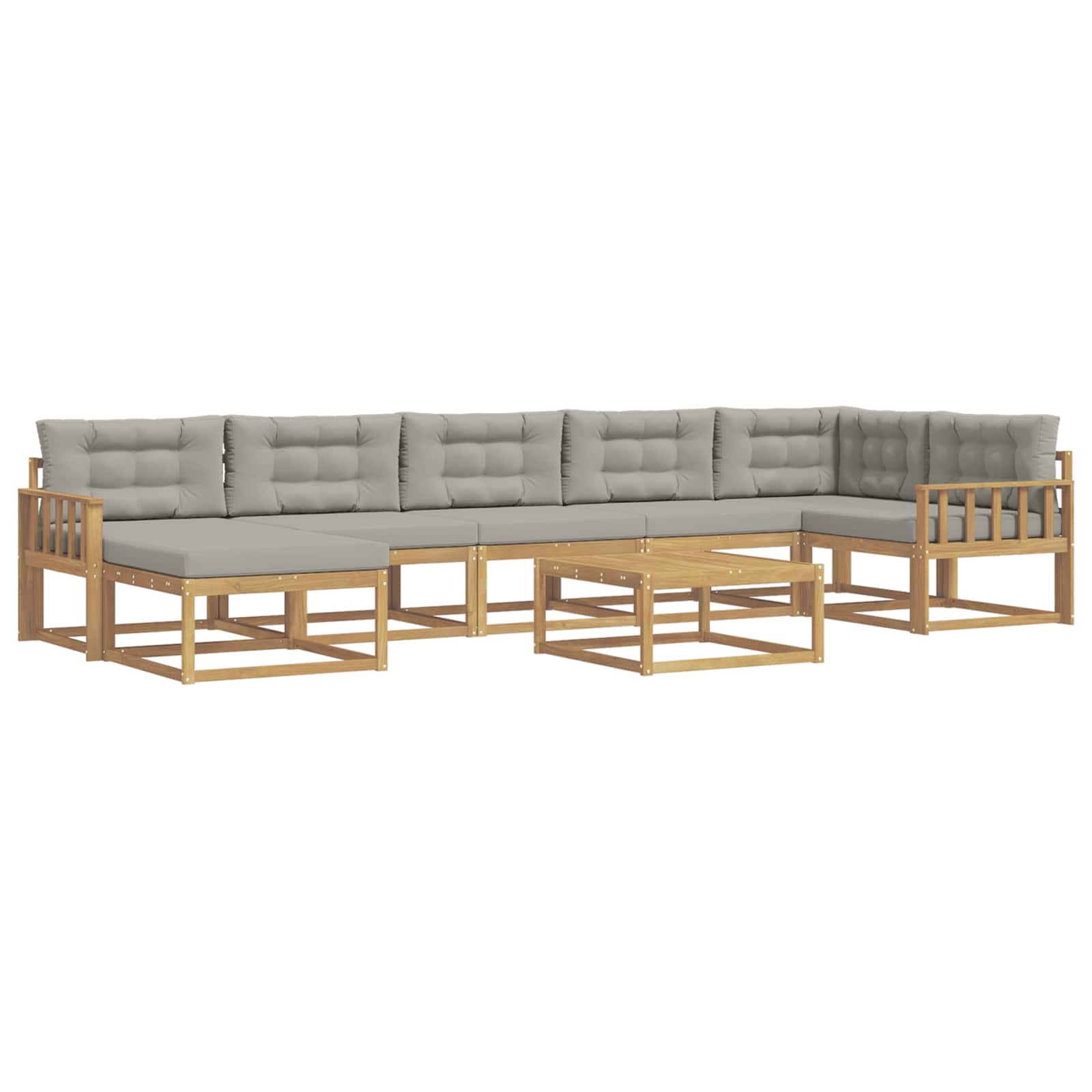 Buiten bankenset 8 pcs Wit en Lichtgrijs – afbeelding 2