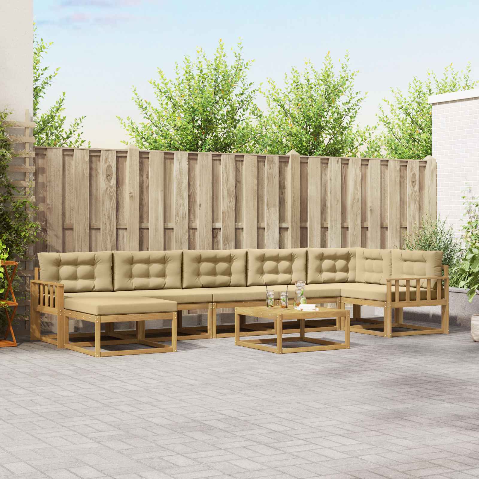 Buiten bankenset 8 pcs Wit en Beige – afbeelding 1