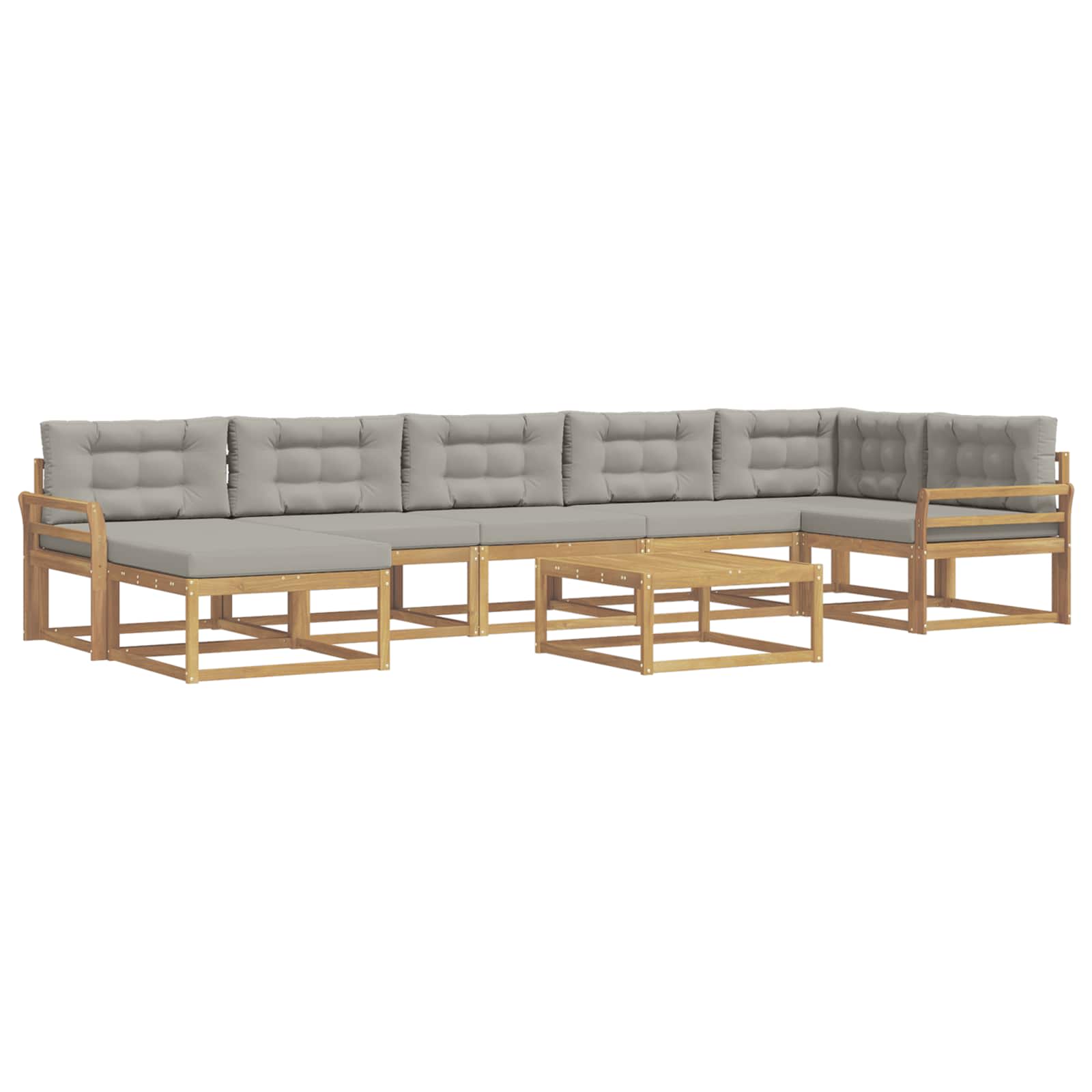 Buiten bankenset 8 pcs Wit en Lichtgrijs – afbeelding 2