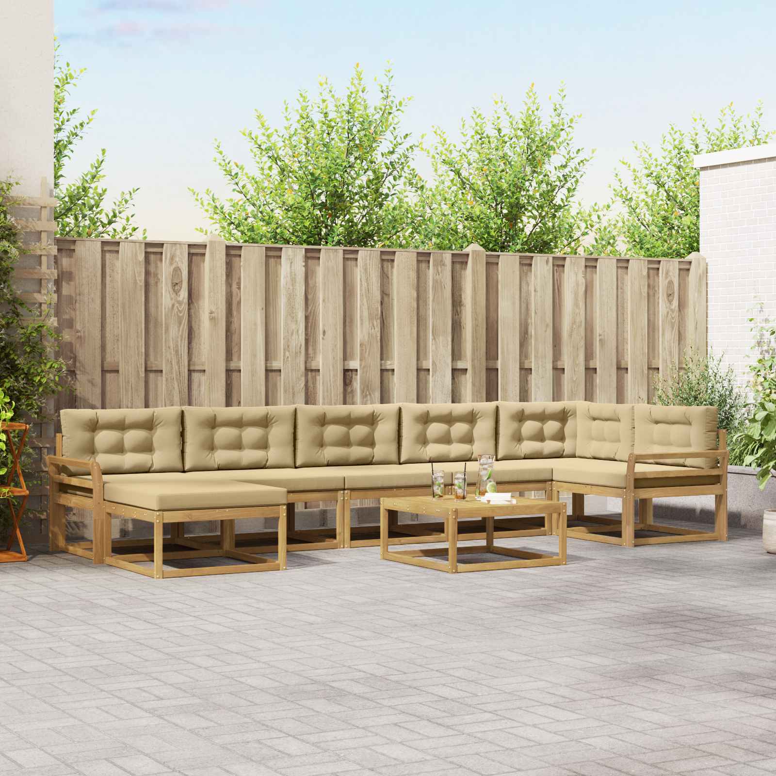Buiten bankenset 8 pcs Wit en Beige – afbeelding 1