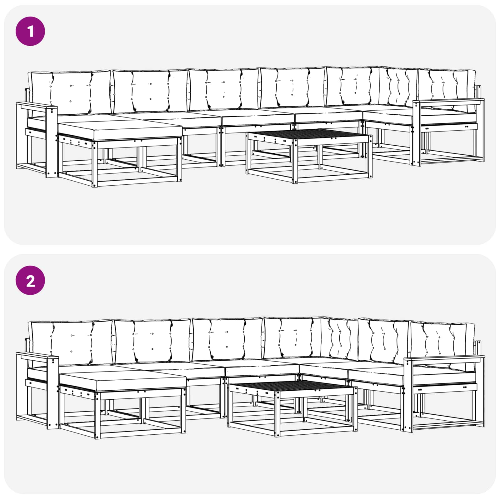 Buiten bankenset 8 pcs Wit en antracietkleurig – afbeelding 8