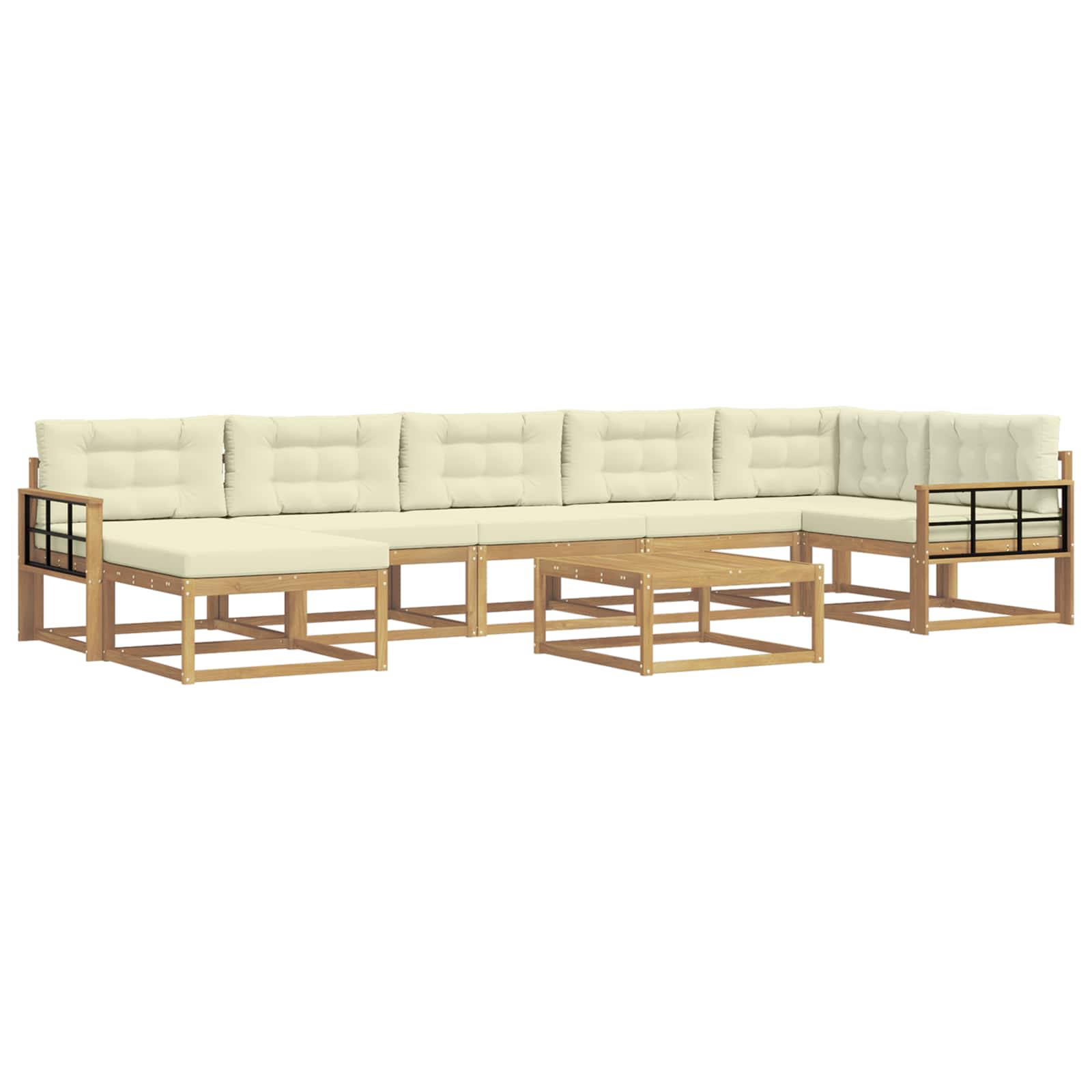 Buiten bankenset 8 pcs Wit en crèmekleurig – afbeelding 2