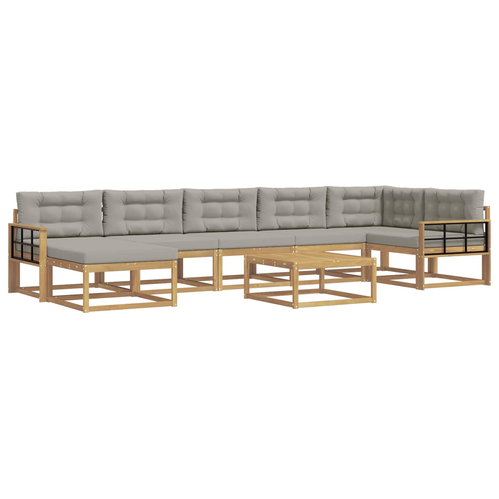 Buiten bankenset 8 pcs Wit en Lichtgrijs – afbeelding 2