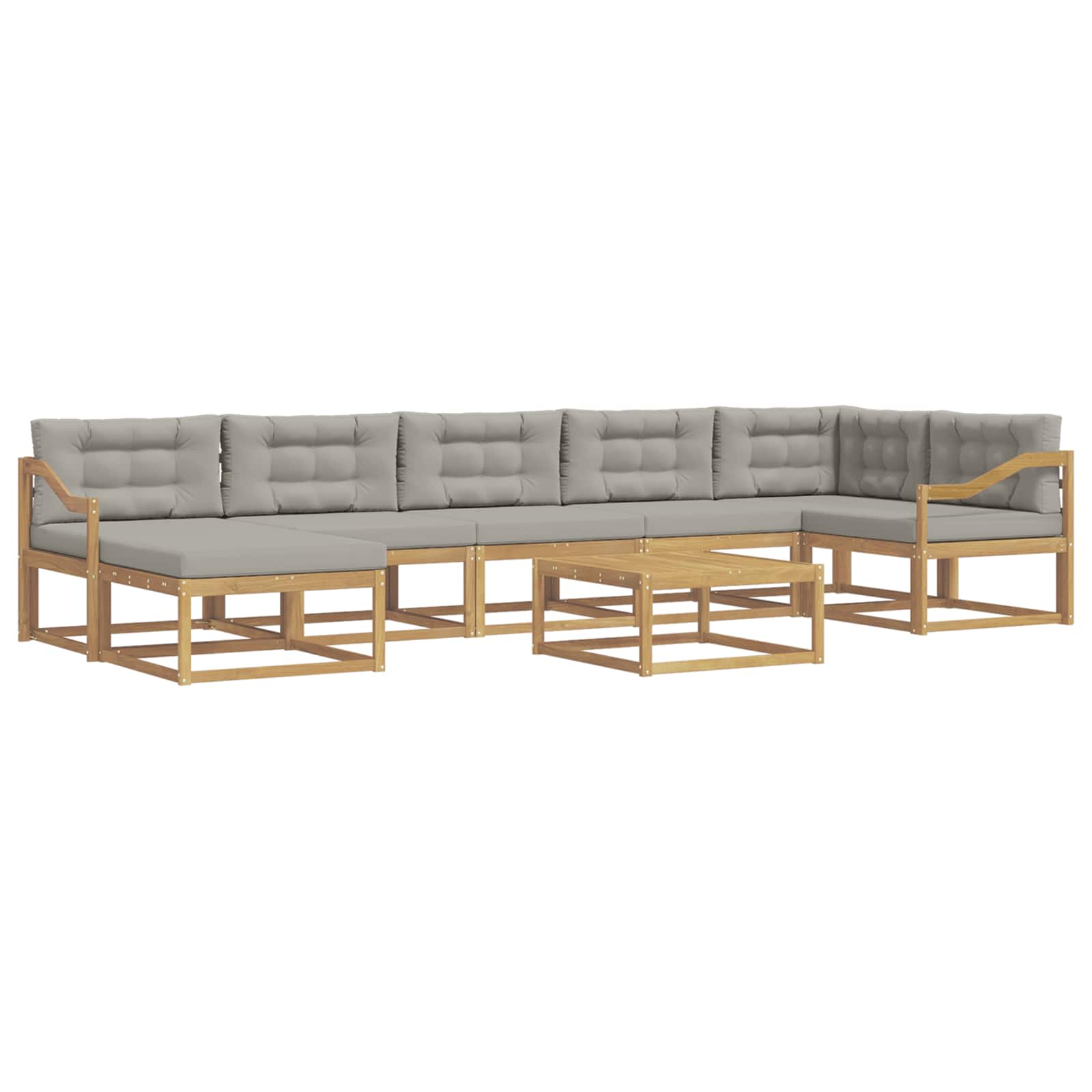 Buiten bankenset 8 pcs Wit en Lichtgrijs – afbeelding 2