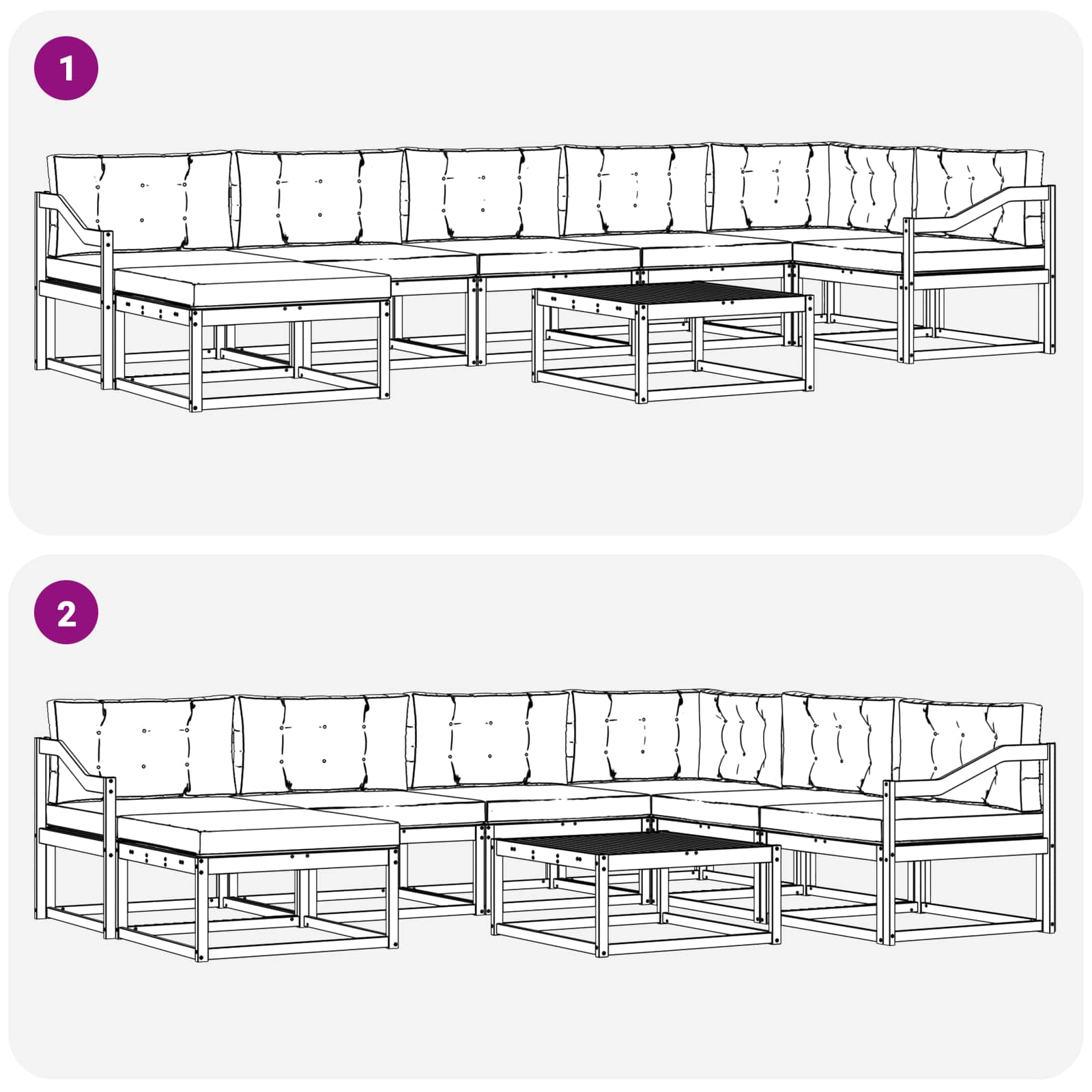 Buiten bankenset 8 pcs Wit en antracietkleurig – afbeelding 8