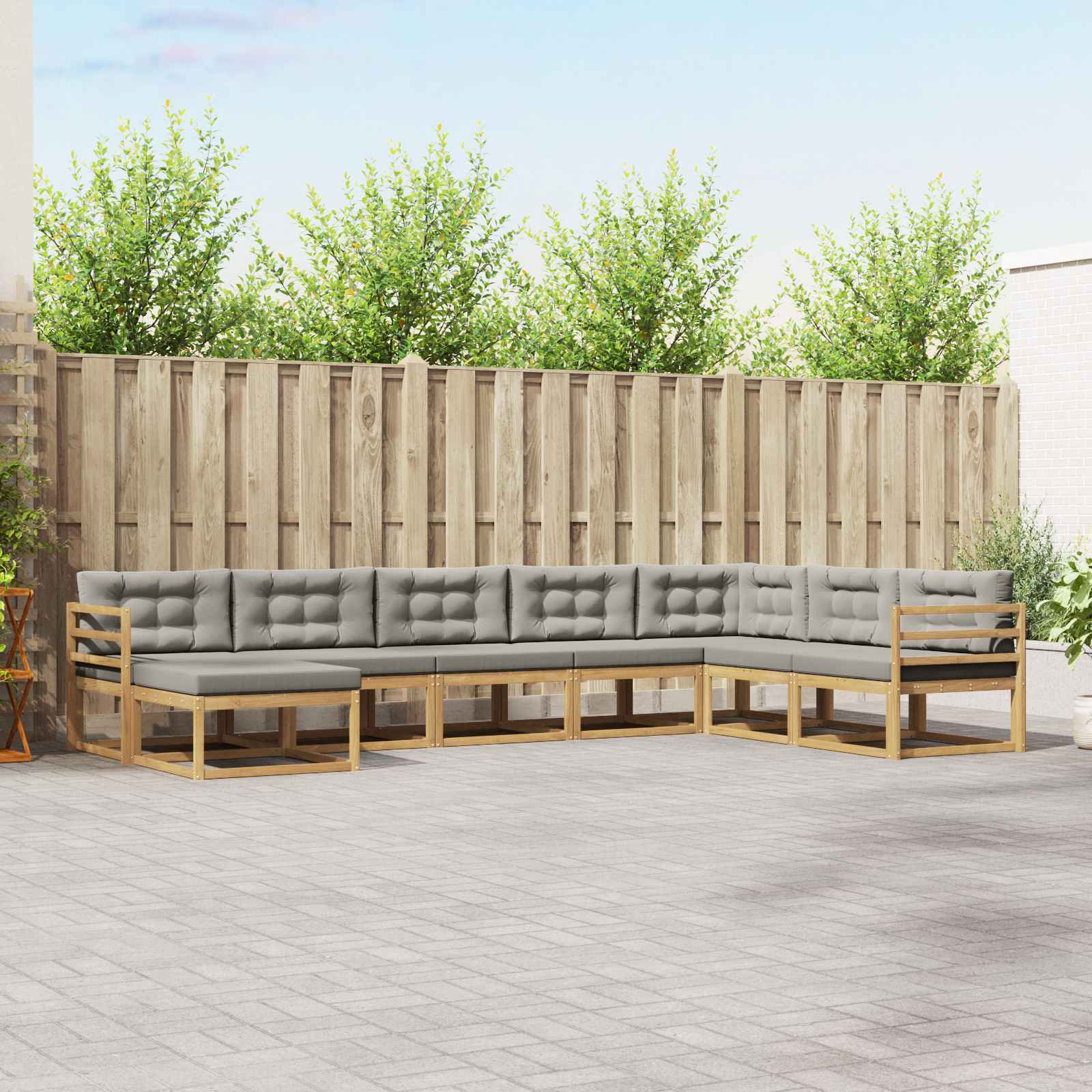 Buiten bankenset 8 pcs Wit en Lichtgrijs – afbeelding 1