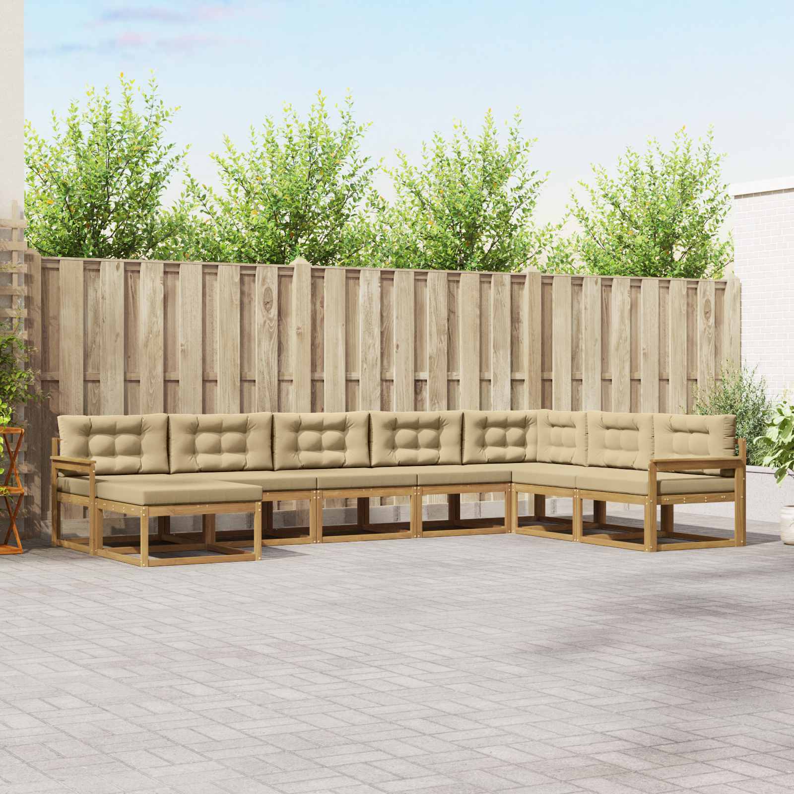 Buiten bankenset 8 pcs Wit en Beige – afbeelding 1