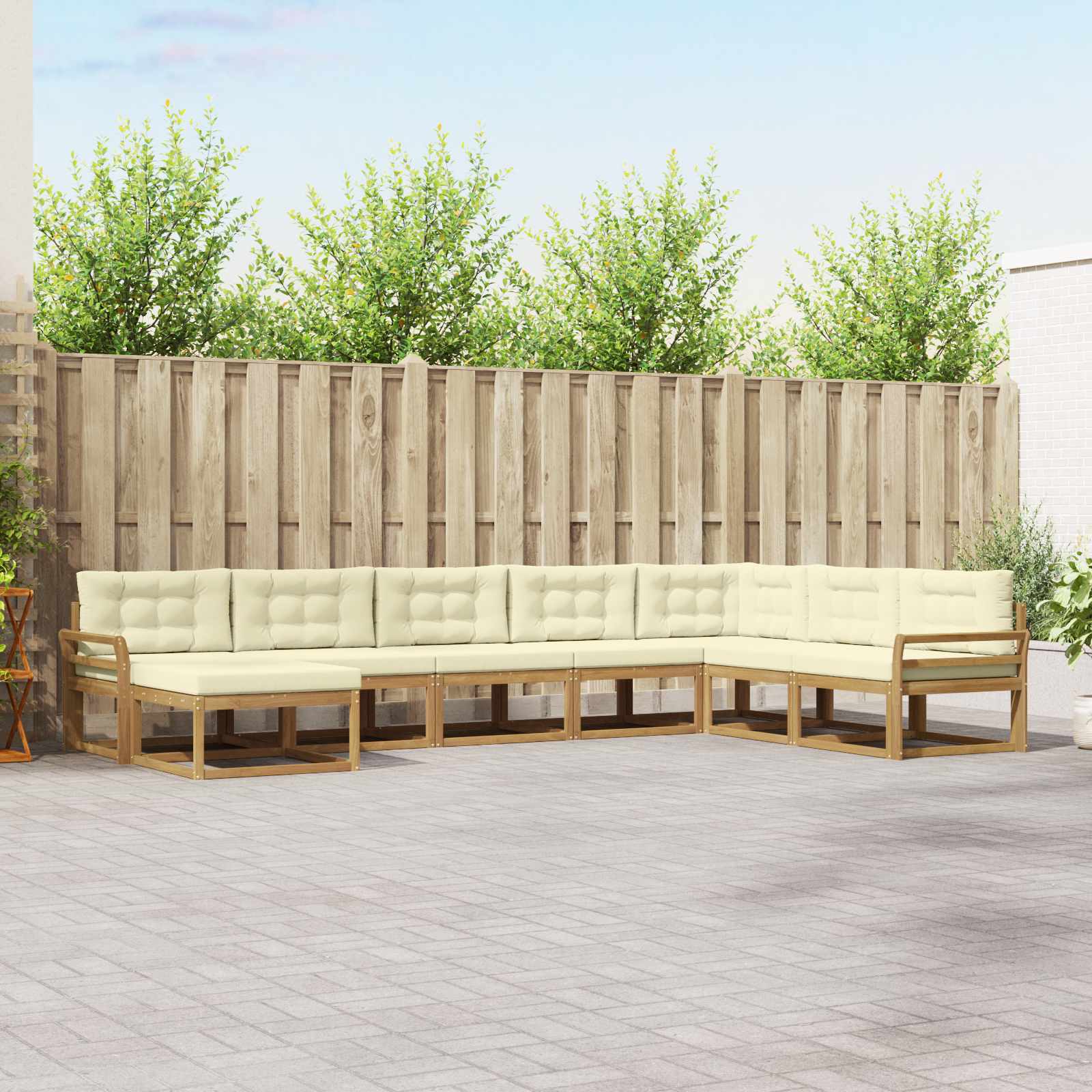 Buiten bankenset 8 pcs Wit en crèmekleurig – afbeelding 1