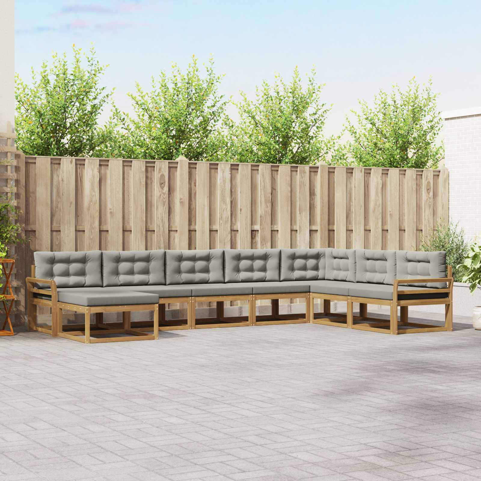 Buiten bankenset 8 pcs Wit en Lichtgrijs