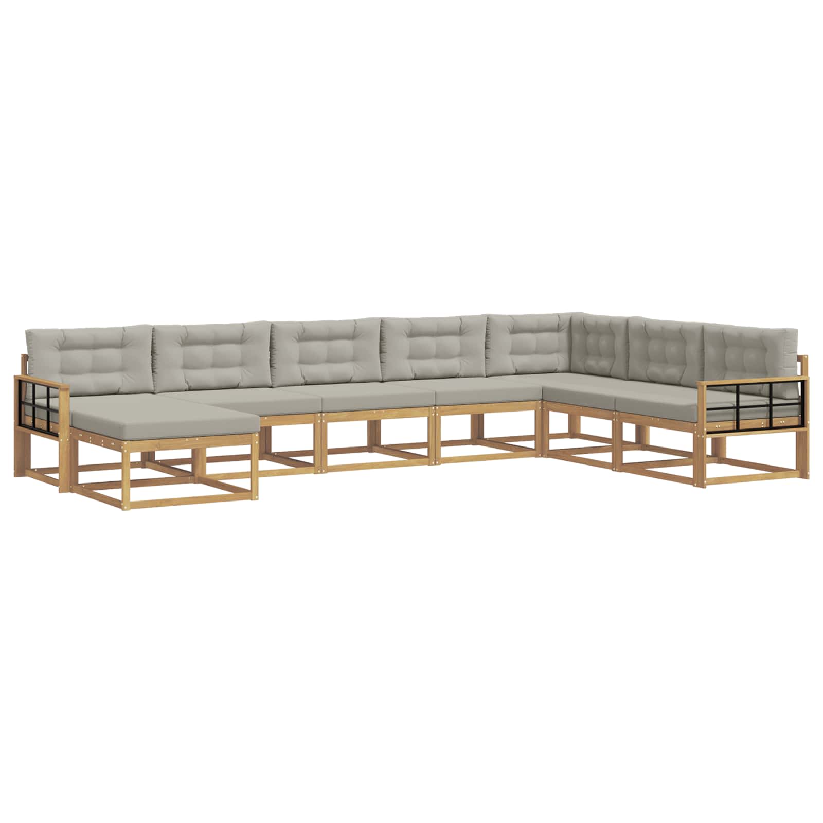 Buiten bankenset 8 pcs Wit en Lichtgrijs – afbeelding 2