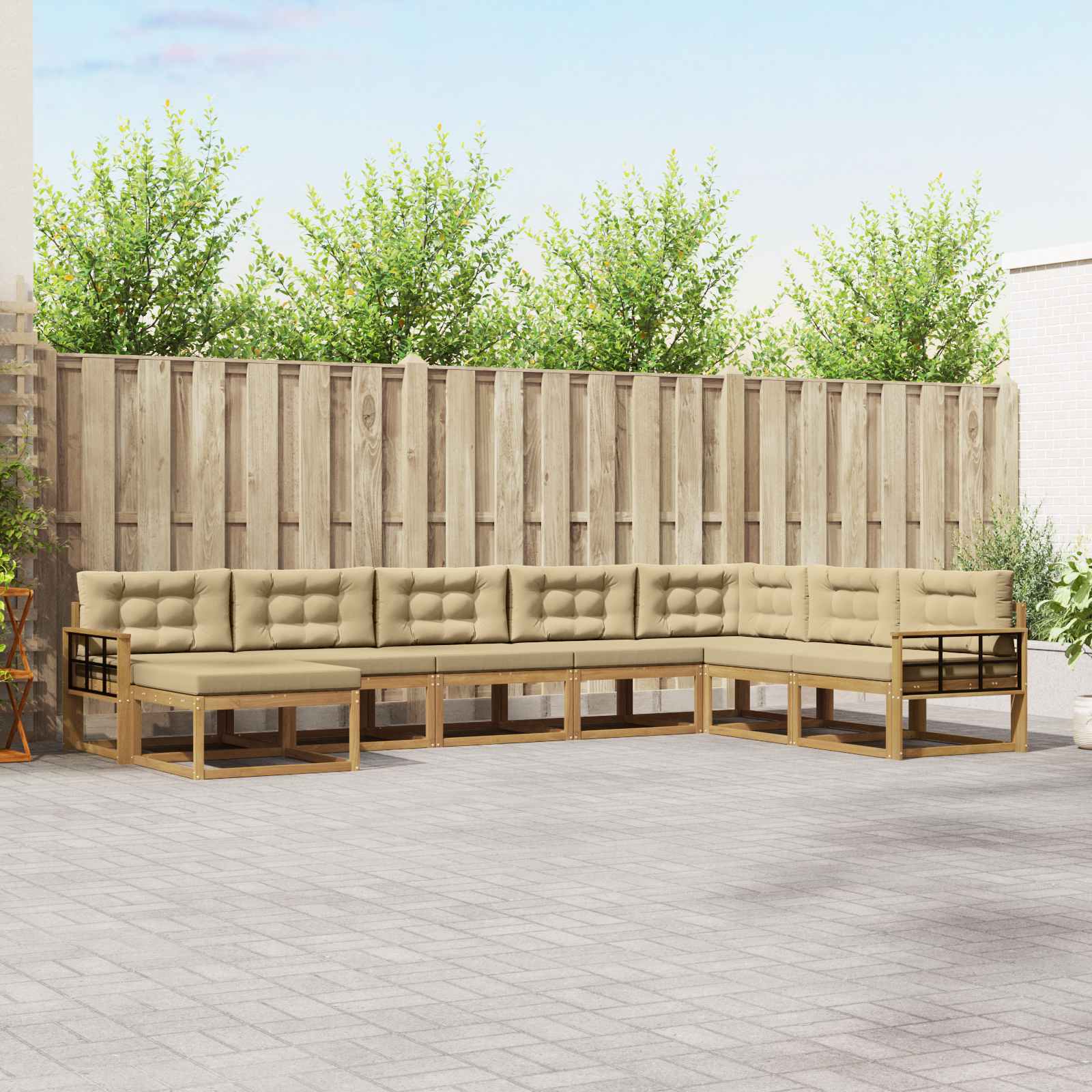 Buiten bankenset 8 pcs Wit en Beige – afbeelding 1