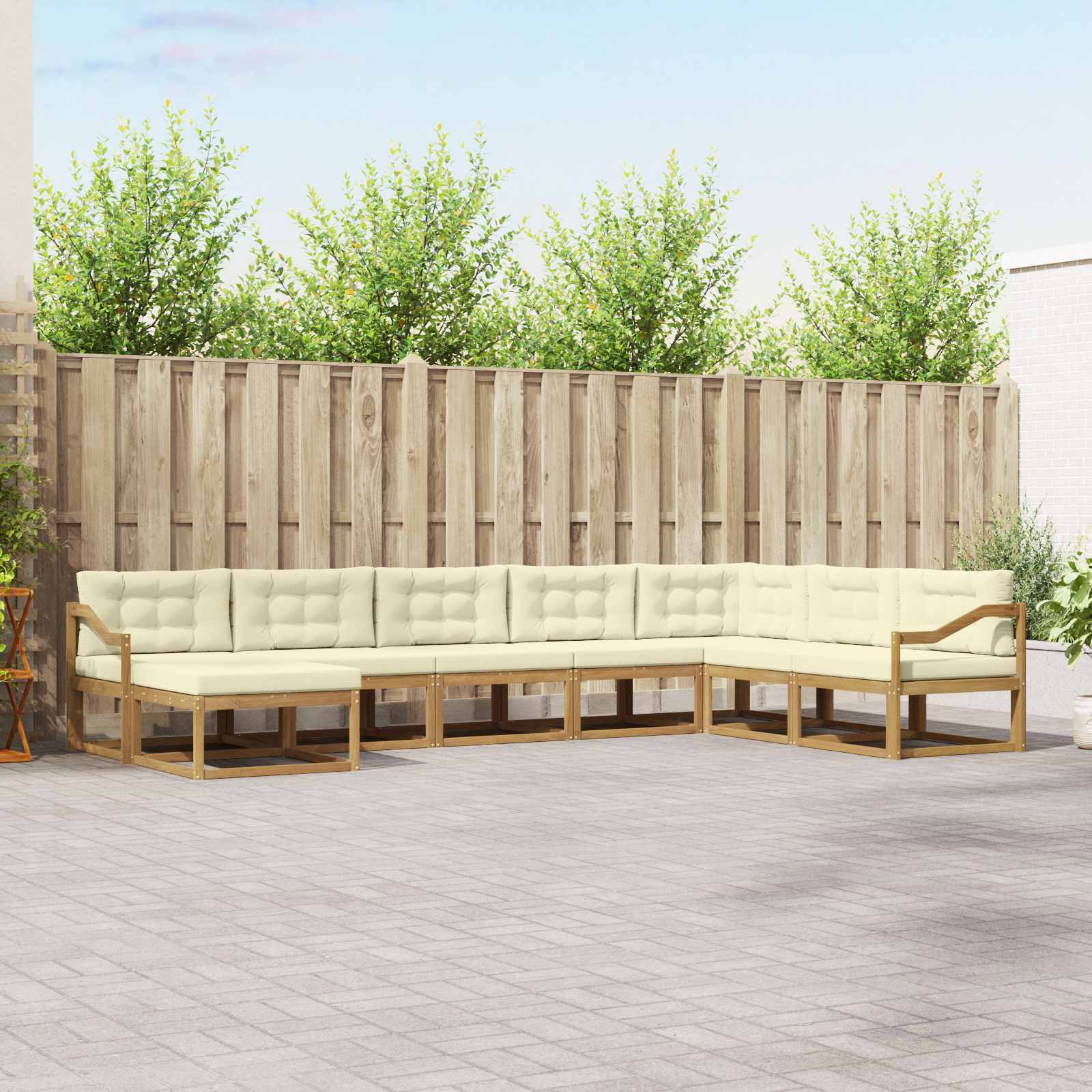 Buiten bankenset 8 pcs Wit en crèmekleurig – afbeelding 1