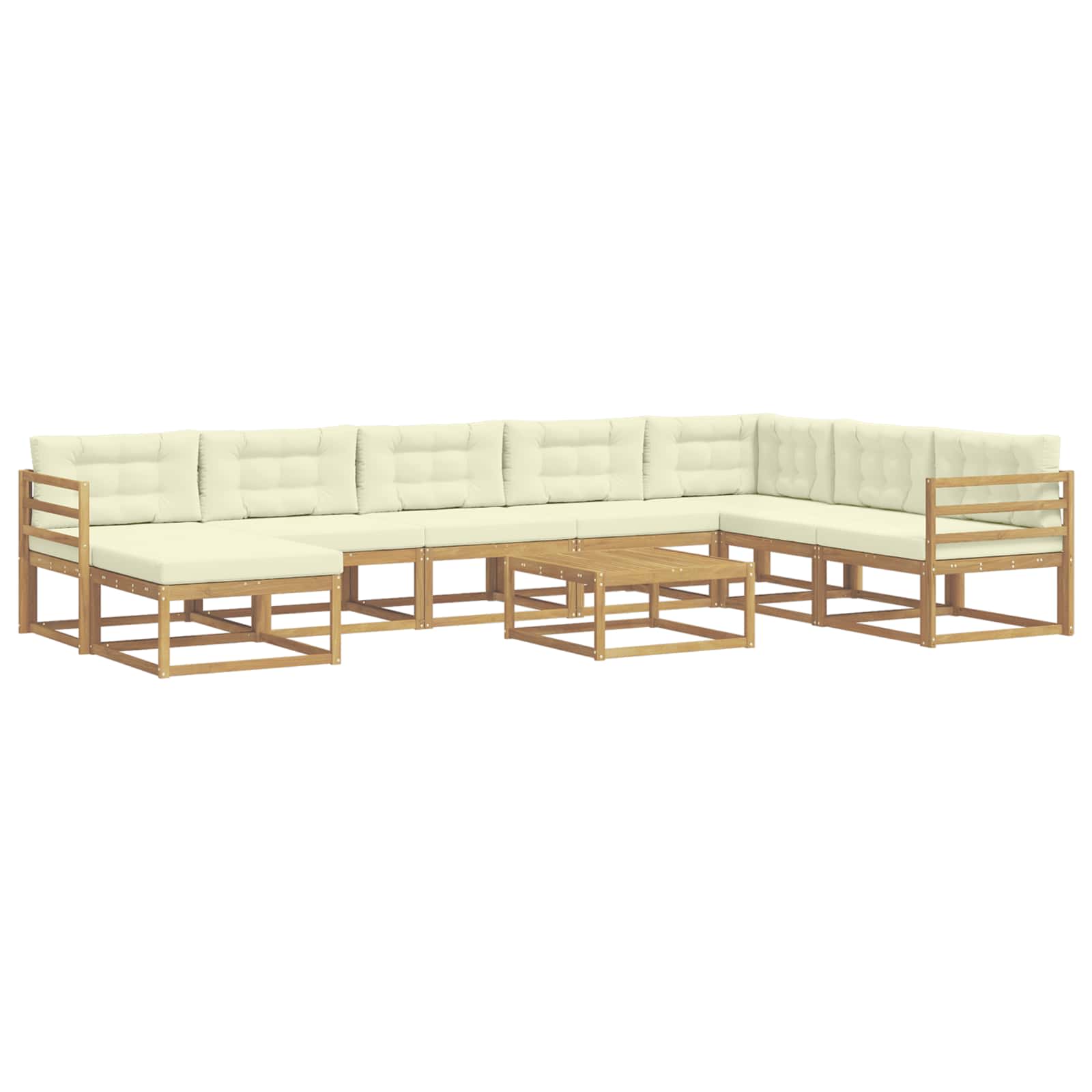 Buiten bankenset 9 pcs Wit en crèmekleurig – afbeelding 2