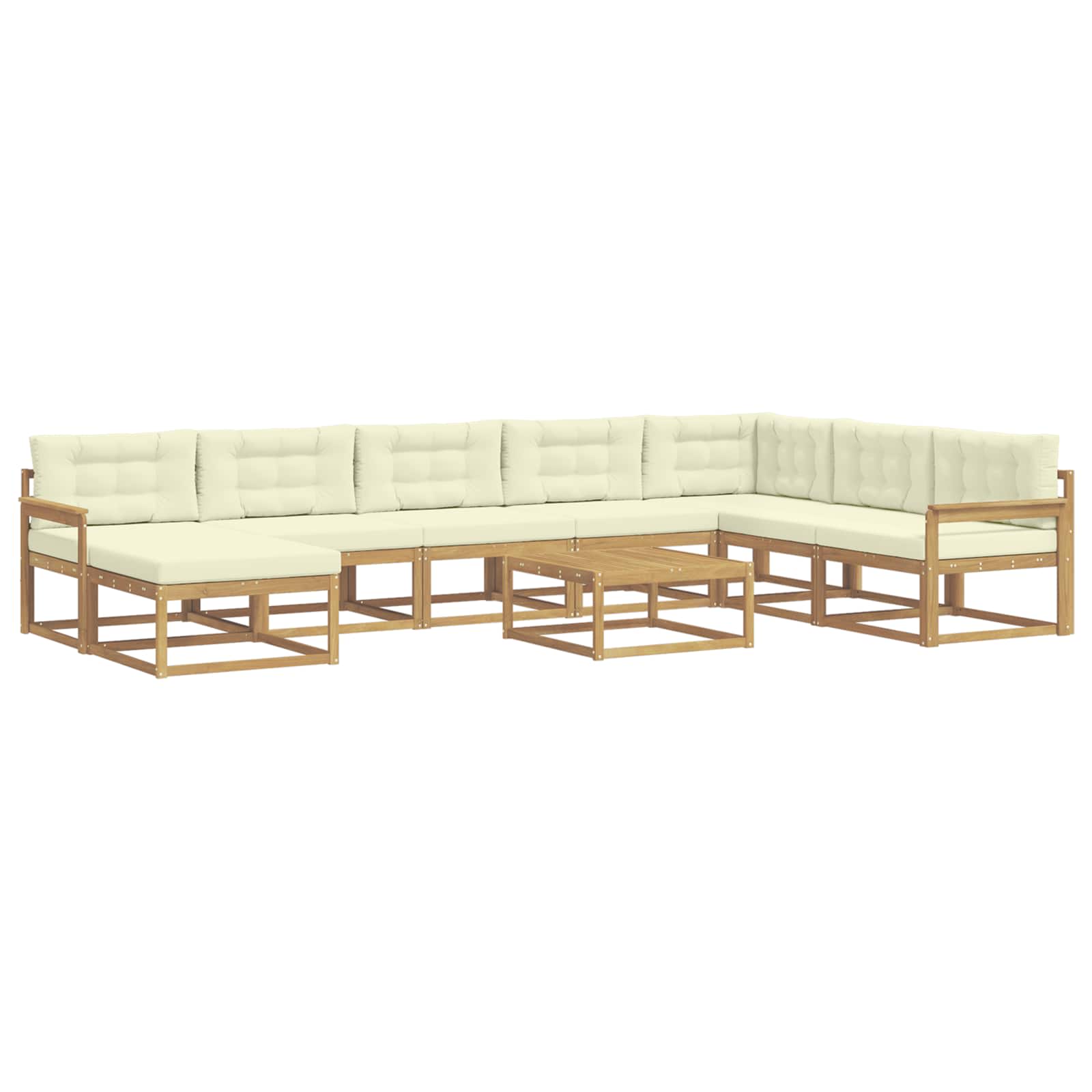 Buiten bankenset 9 pcs Wit en crèmekleurig – afbeelding 2