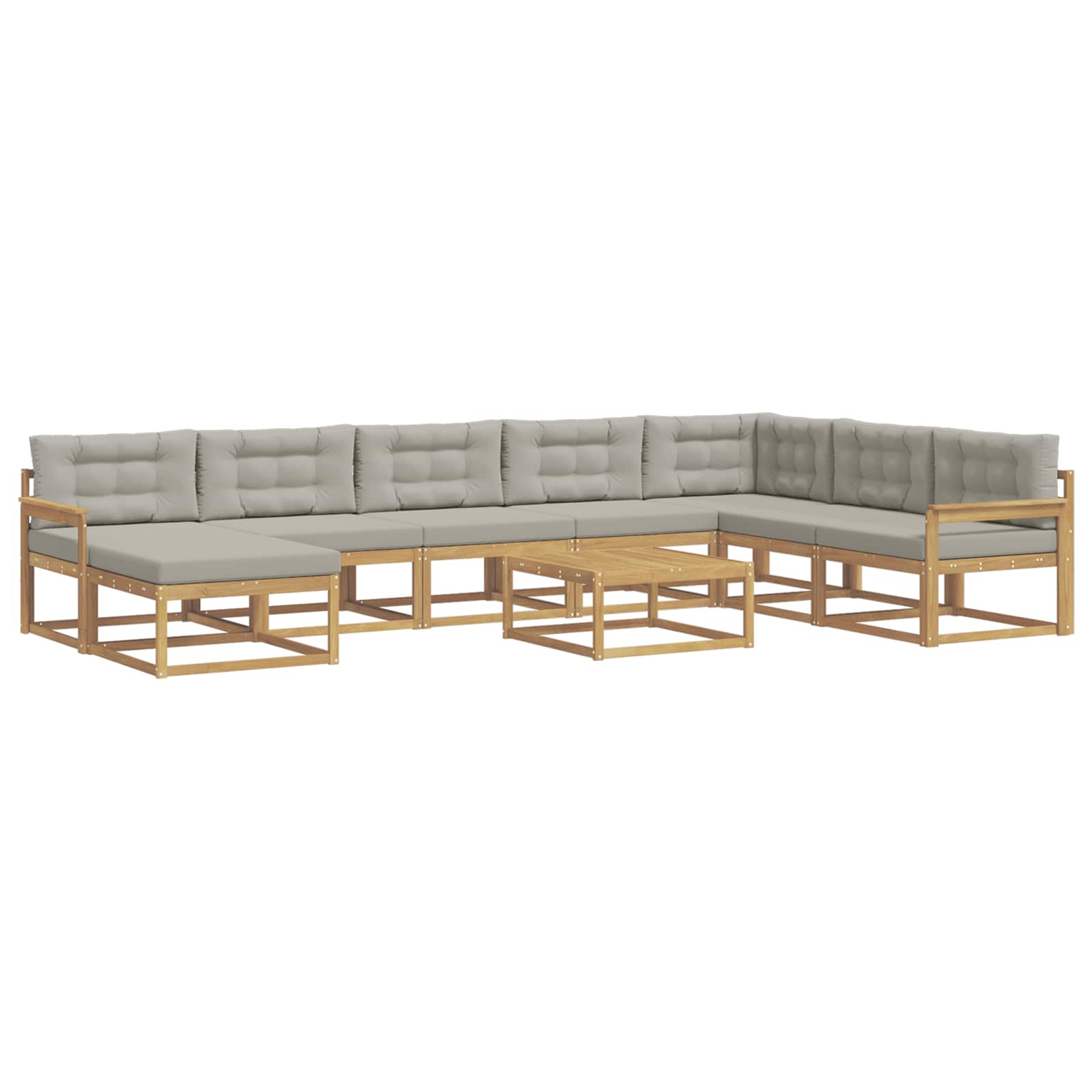 Buiten bankenset 9 pcs Wit en Lichtgrijs – afbeelding 2