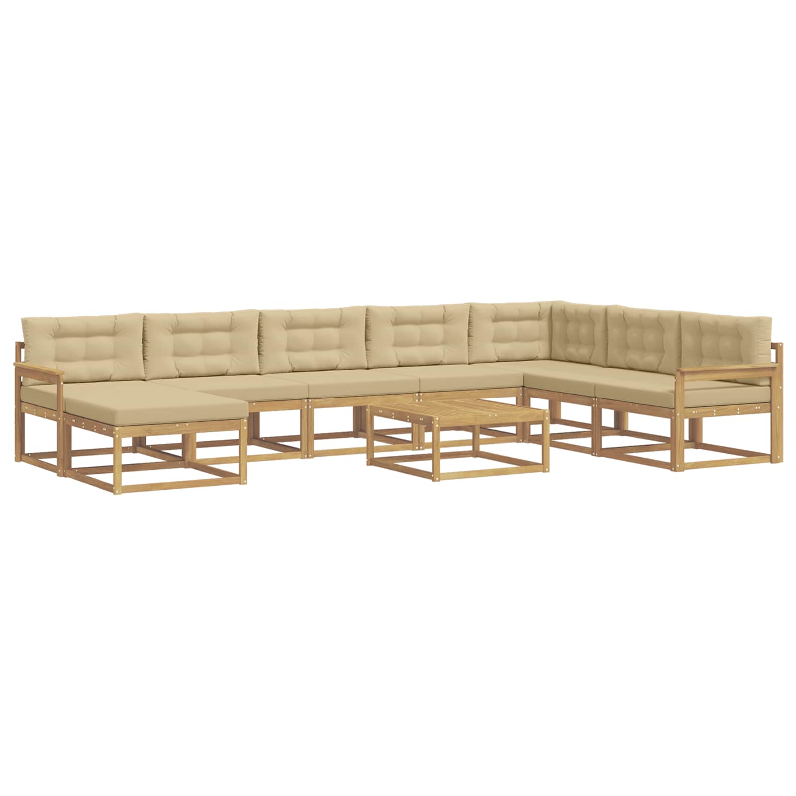 Buiten bankenset 9 pcs Wit en Beige – afbeelding 2
