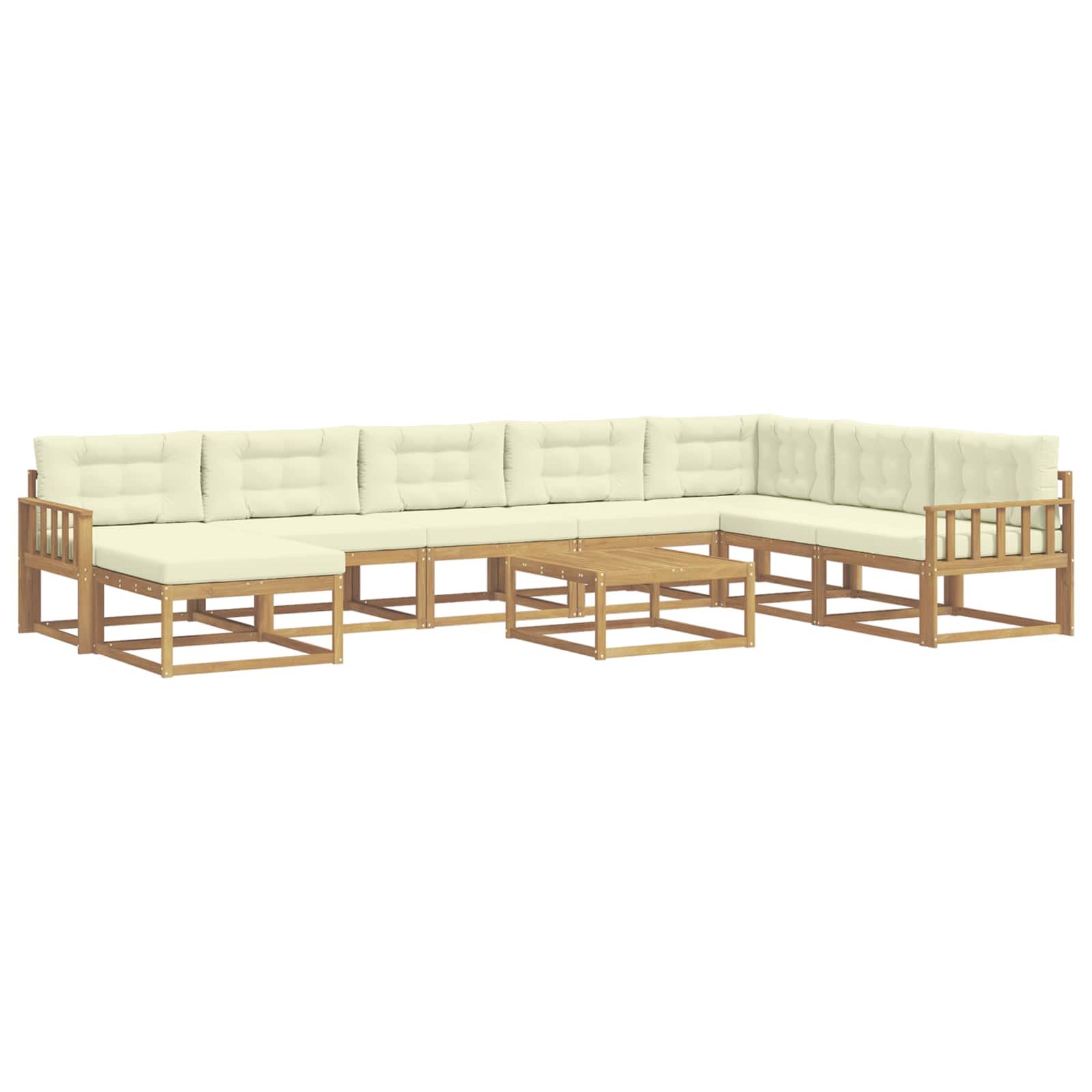 Buiten bankenset 9 pcs Wit en crèmekleurig – afbeelding 2