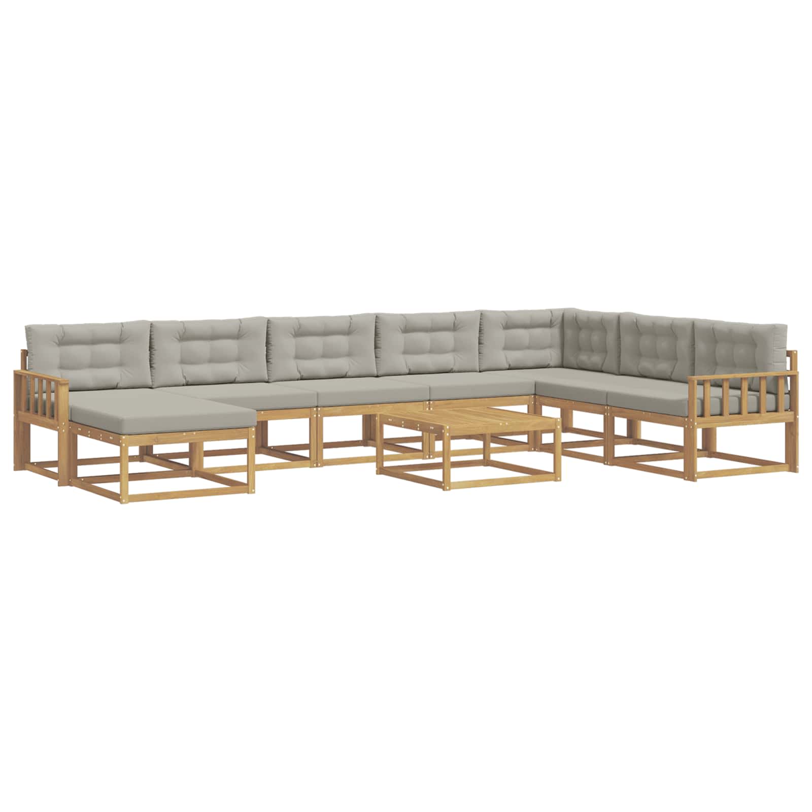 Buiten bankenset 9 pcs Wit en Lichtgrijs – afbeelding 2