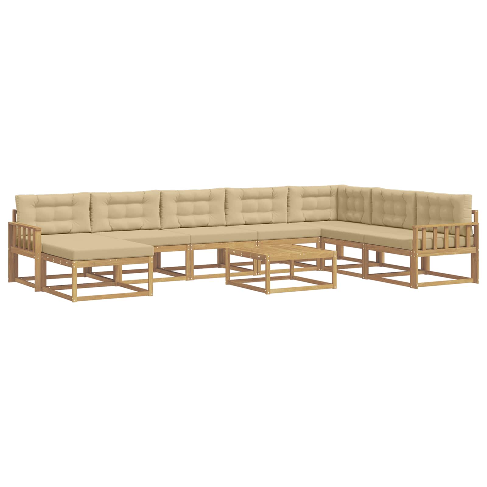 Buiten bankenset 9 pcs Wit en Beige – afbeelding 2