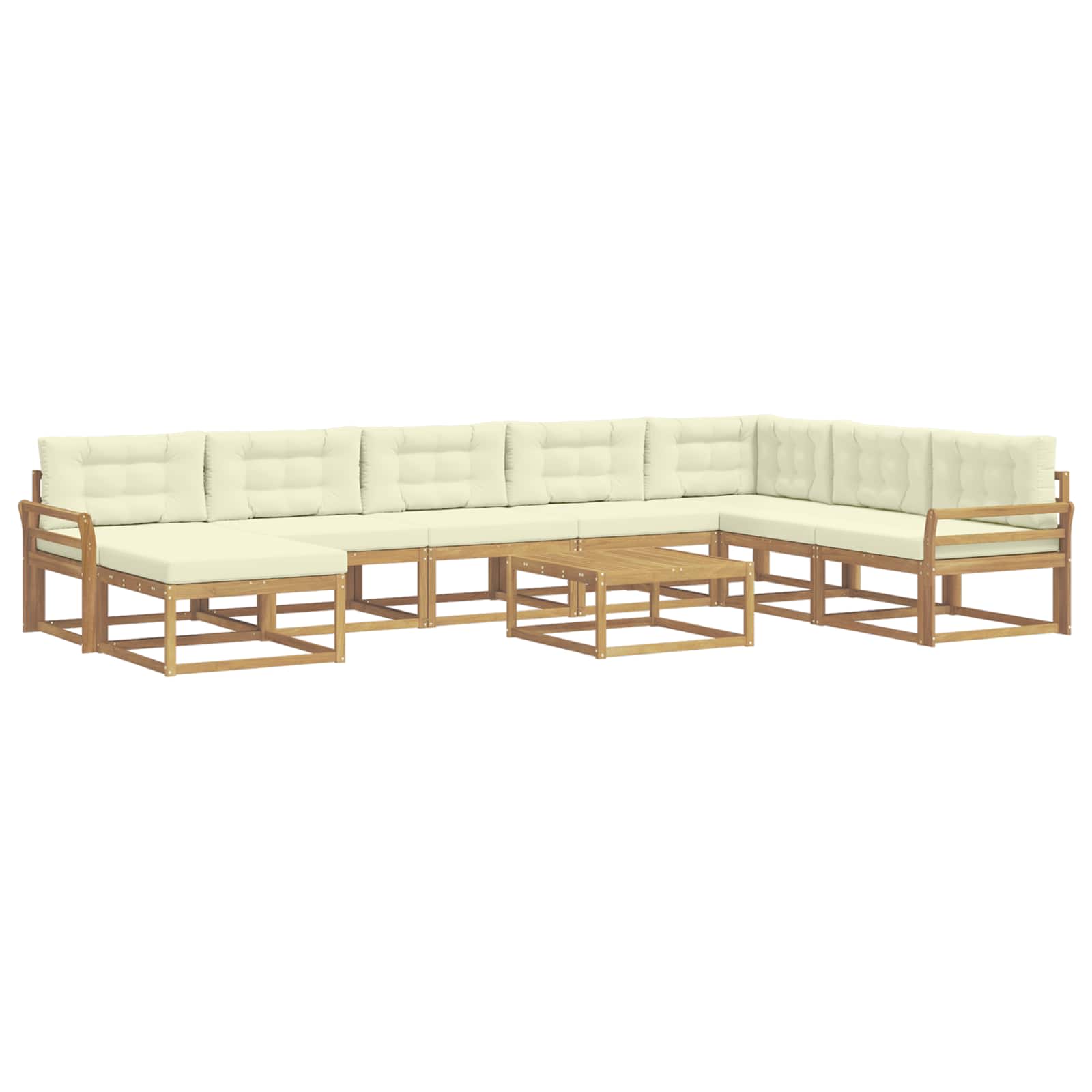 Buiten bankenset 9 pcs Wit en crèmekleurig – afbeelding 2