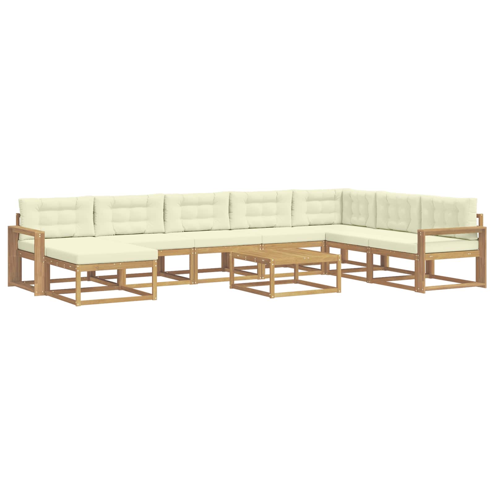 Buiten bankenset 9 pcs Wit en crèmekleurig – afbeelding 2