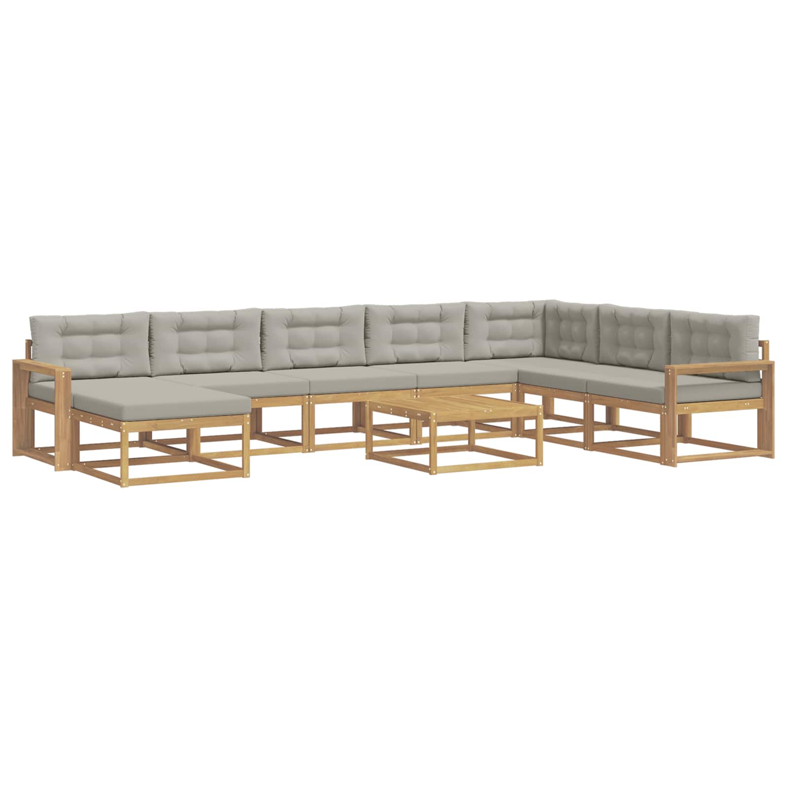 Buiten bankenset 9 pcs Wit en Lichtgrijs – afbeelding 2