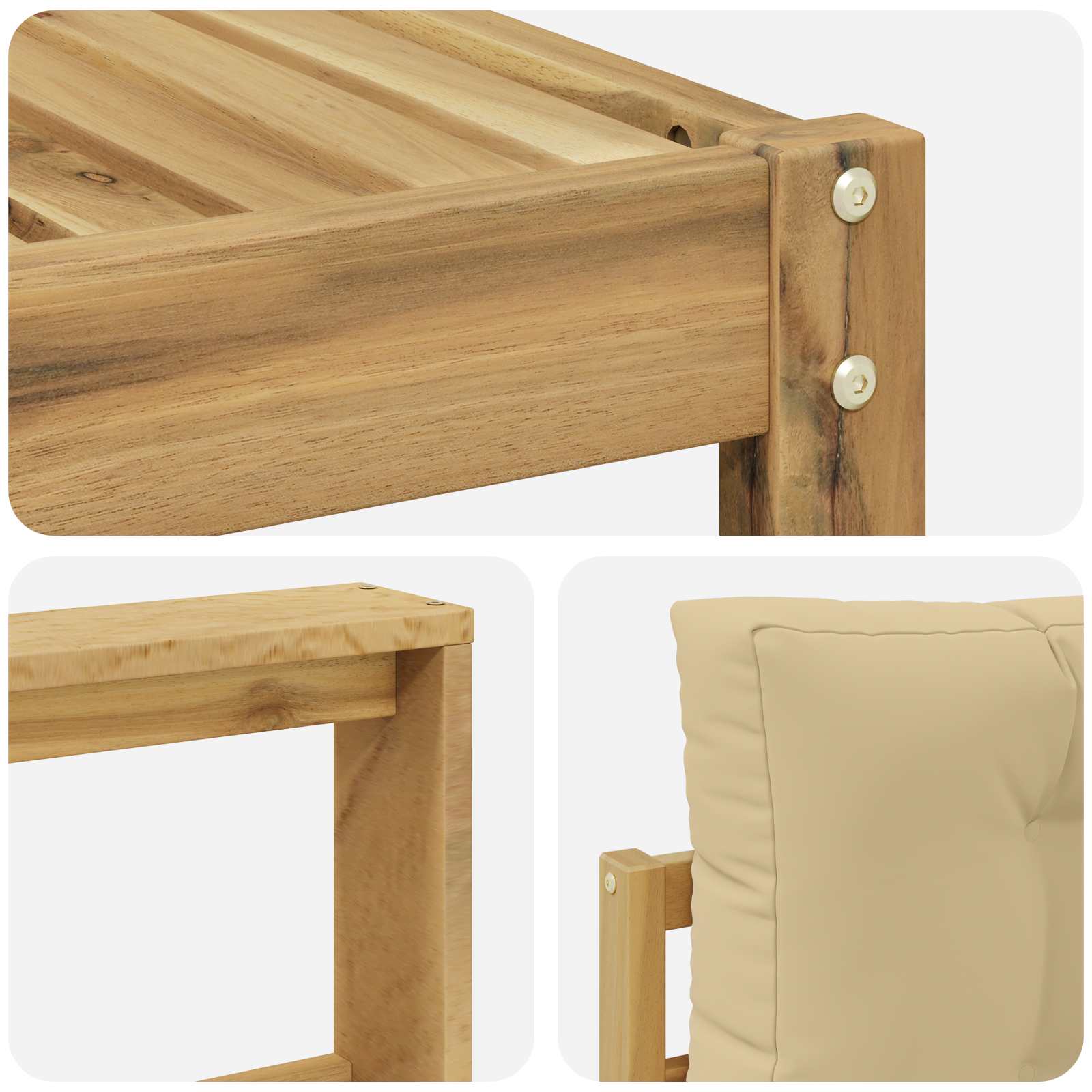 Buiten bankenset 9 pcs Wit en Beige – afbeelding 7