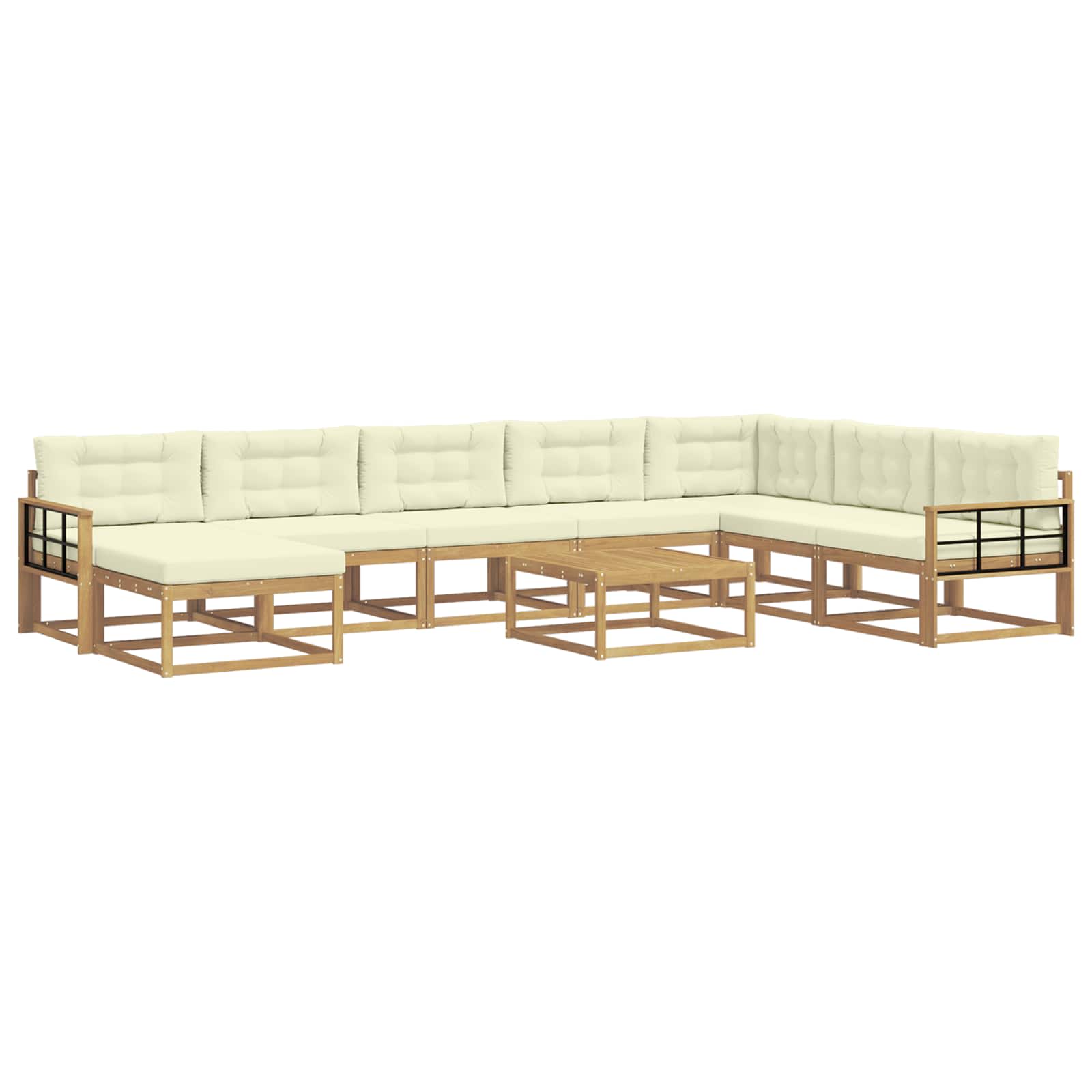 Buiten bankenset 9 pcs Wit en crèmekleurig – afbeelding 2
