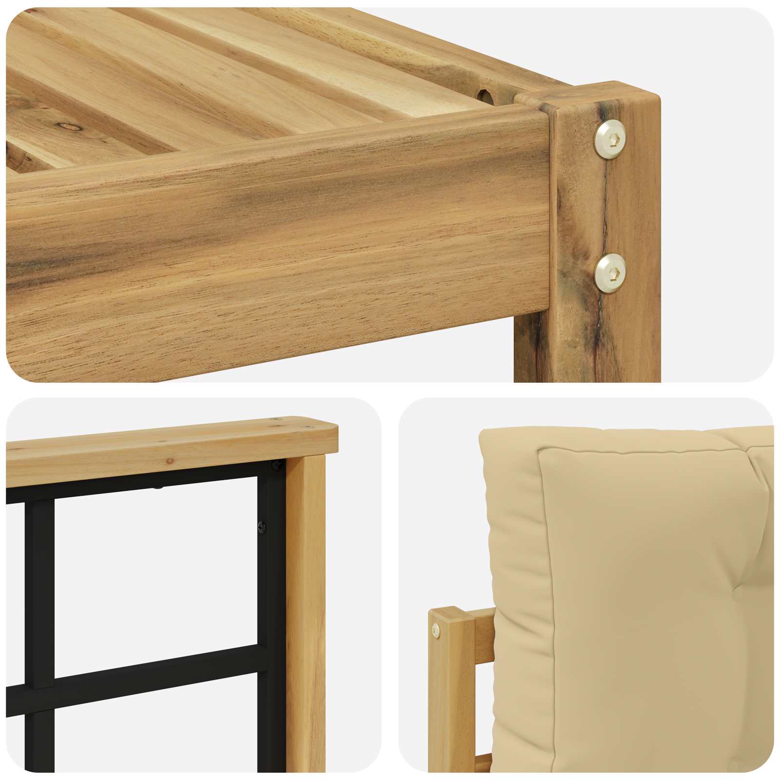 Buiten bankenset 9 pcs Wit en Beige – afbeelding 7