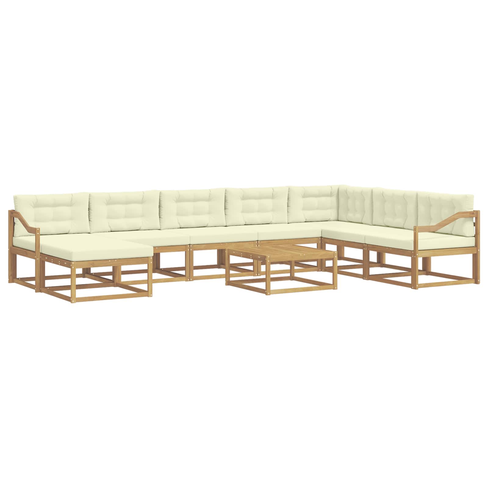 Buiten bankenset 9 pcs Wit en crèmekleurig – afbeelding 2