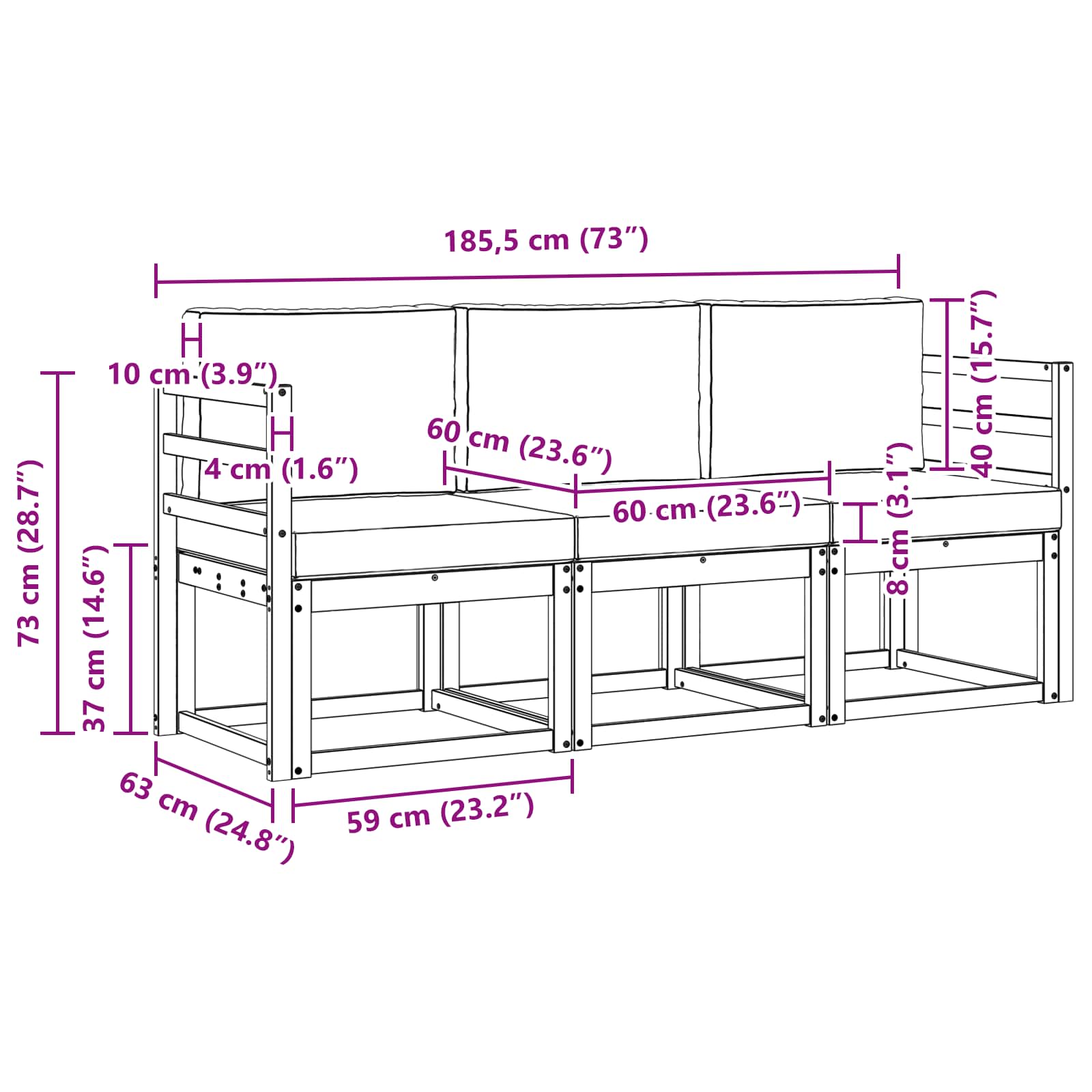 Buiten bankenset 3 pcs – afbeelding 6