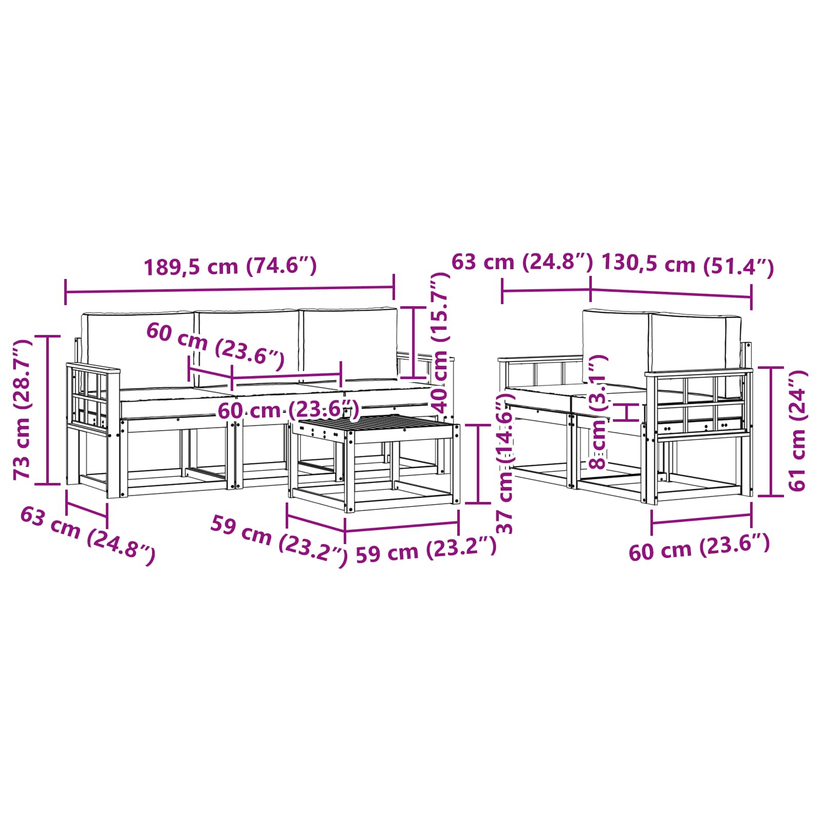 Buiten bankenset 6 pcs – afbeelding 7