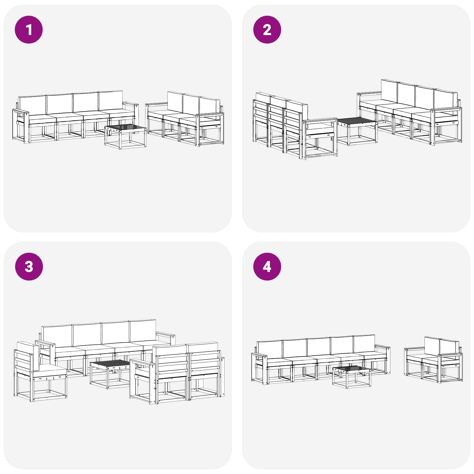 Buiten bankenset 7 pcs – afbeelding 6