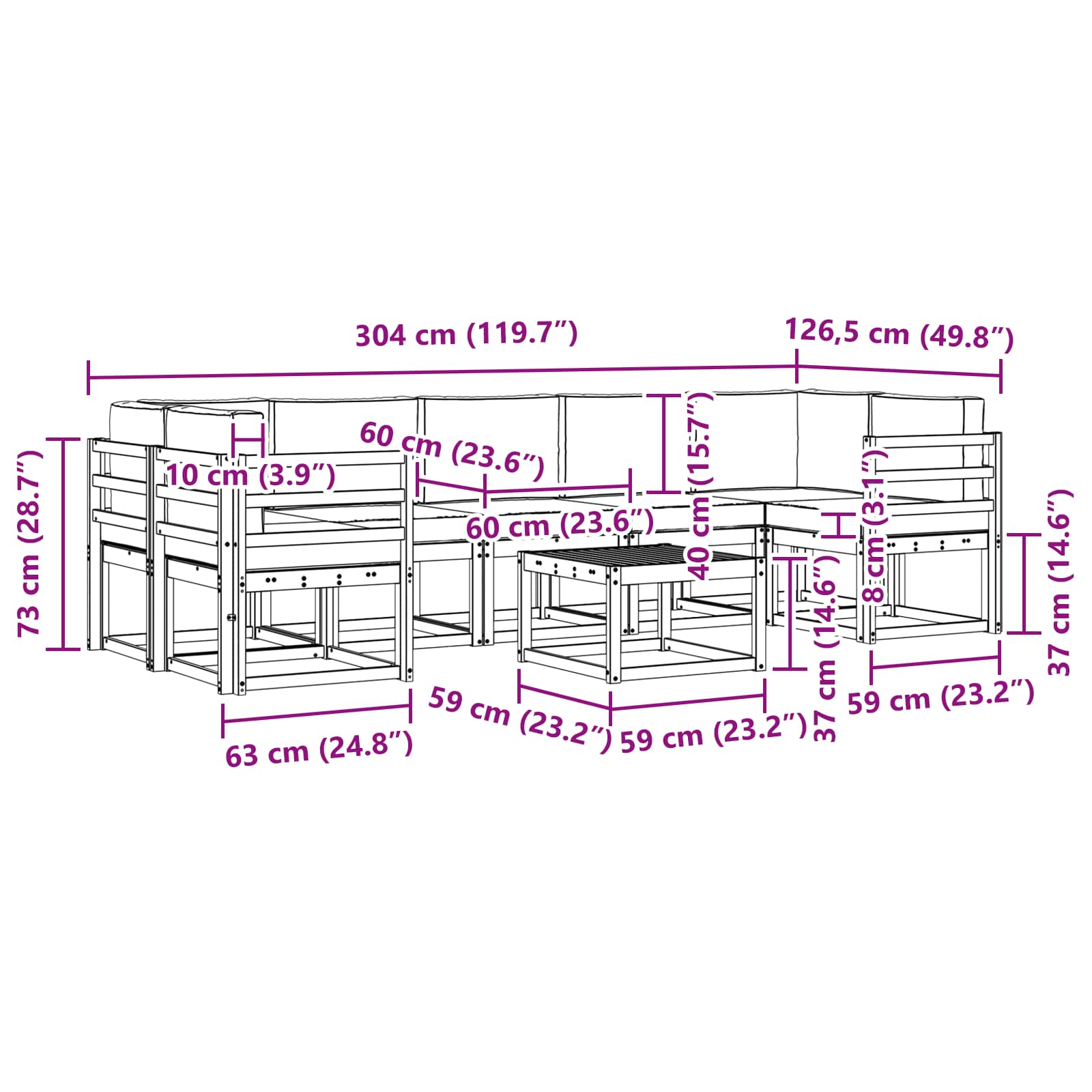 Buiten bankenset 6 pcs – afbeelding 7