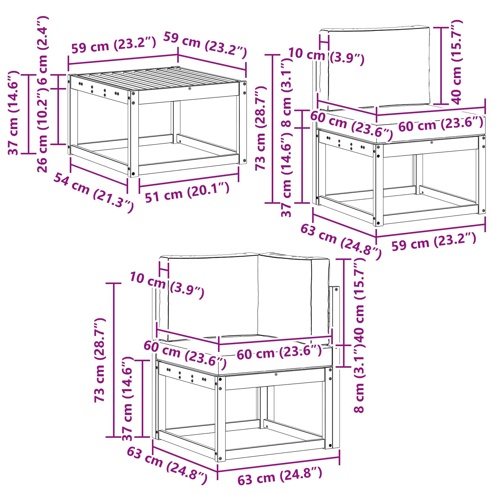 Buiten bankenset 6 pcs – afbeelding 8