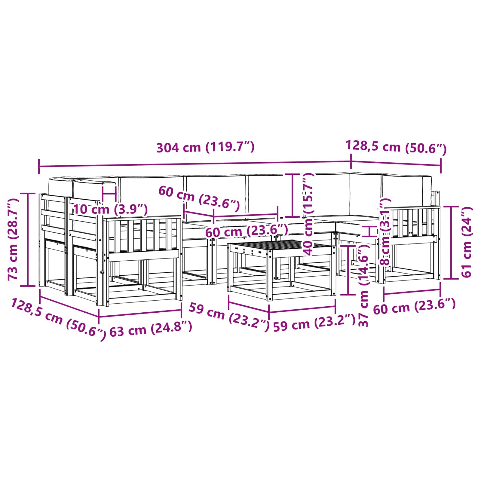 Buiten bankenset 6 pcs – afbeelding 7