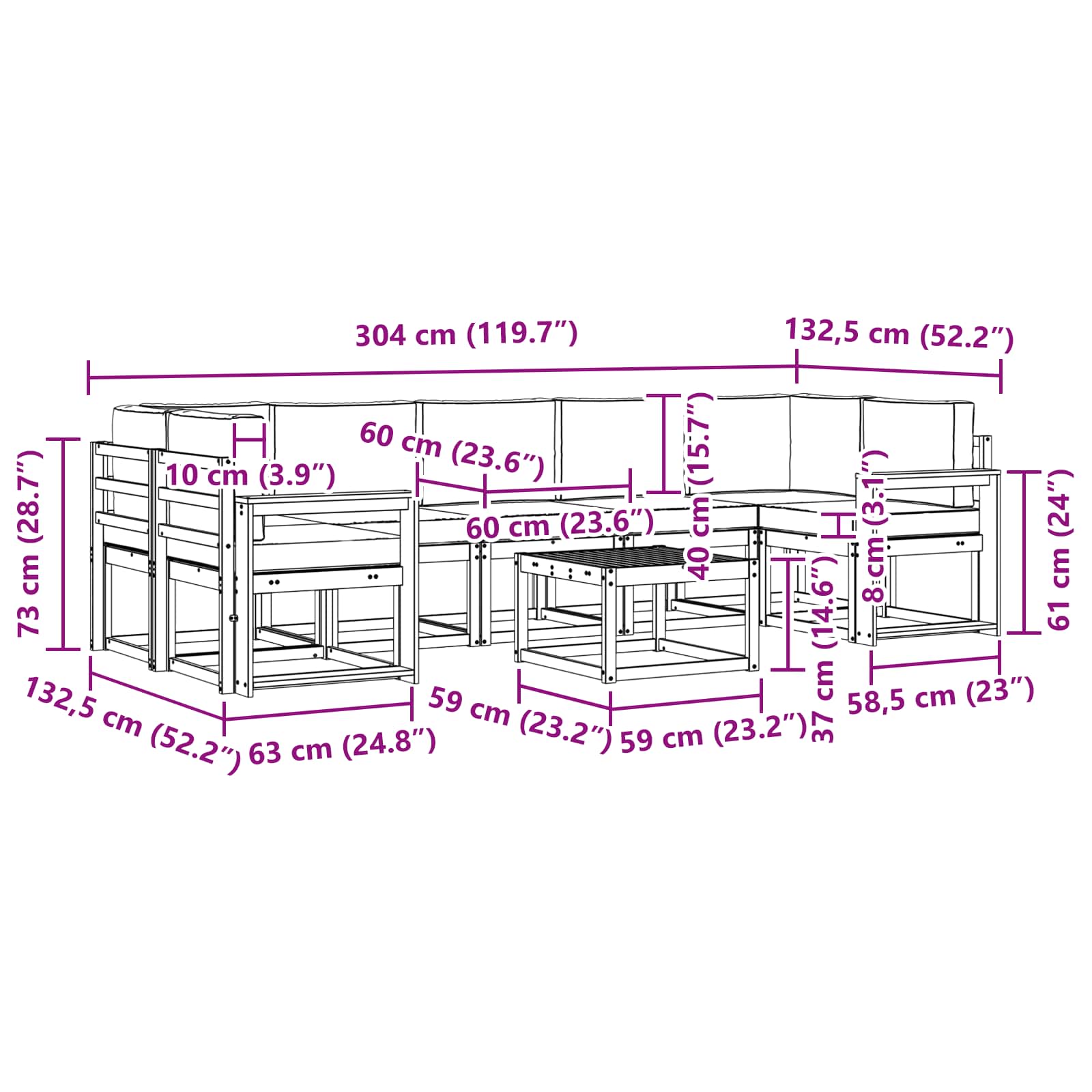 Buiten bankenset 6 pcs – afbeelding 7