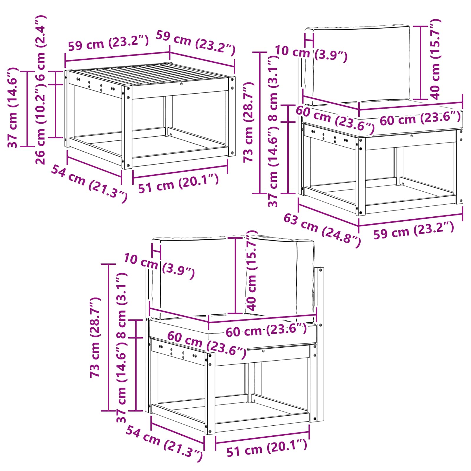 Buiten bankenset 6 pcs – afbeelding 8