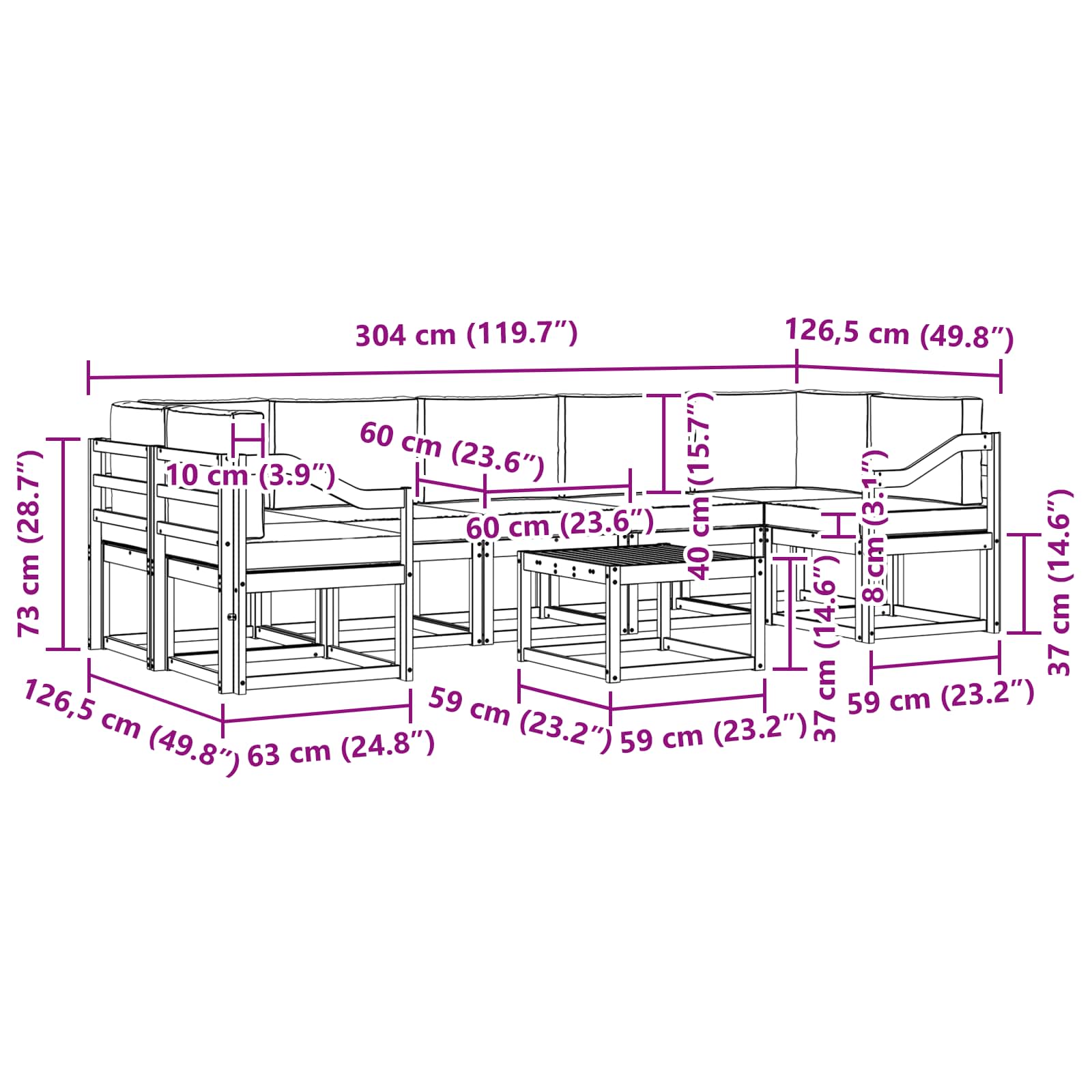 Buiten bankenset 6 pcs – afbeelding 7