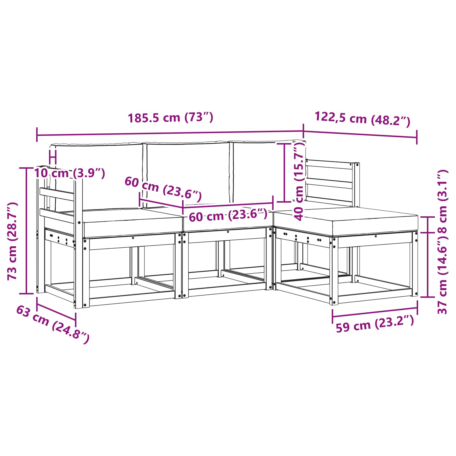 Buiten bankenset 4 pcs – afbeelding 6