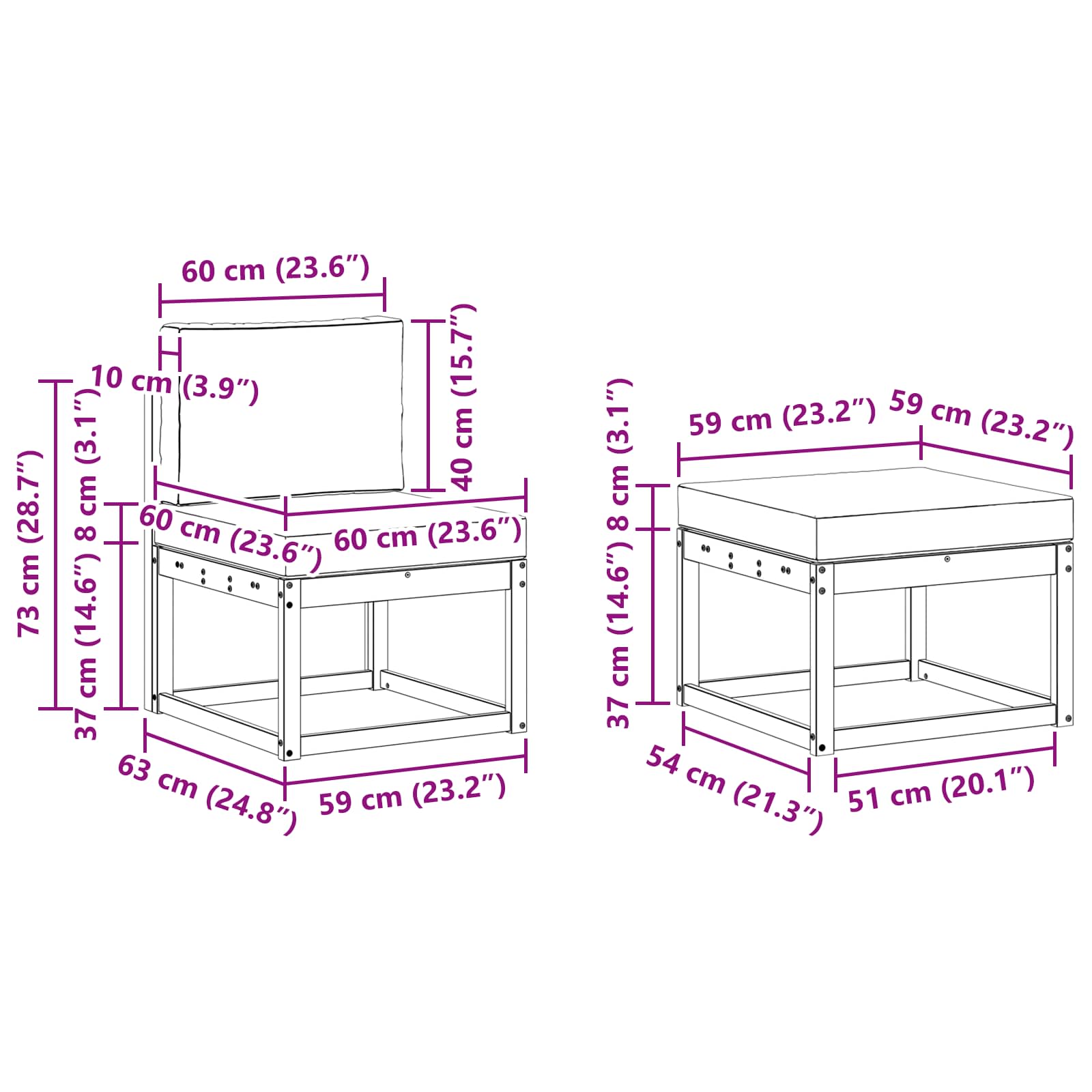 Buiten bankenset 4 pcs – afbeelding 7