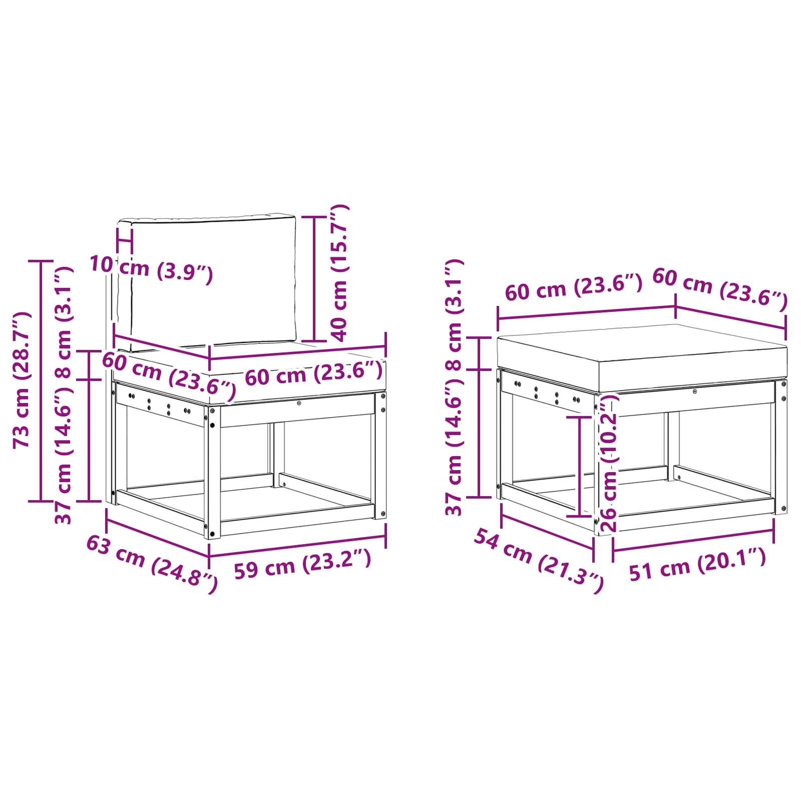 Buiten bankenset 4 pcs – afbeelding 7