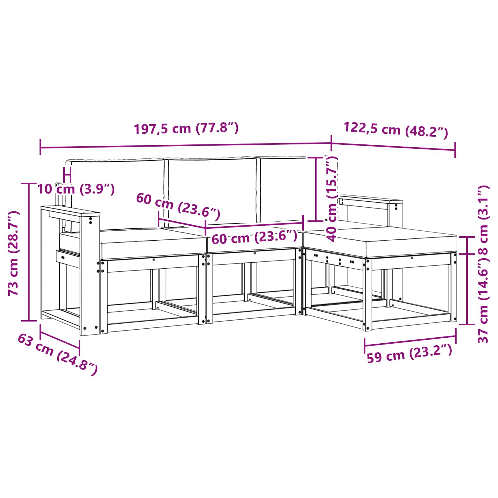 Buiten bankenset 4 pcs – afbeelding 6