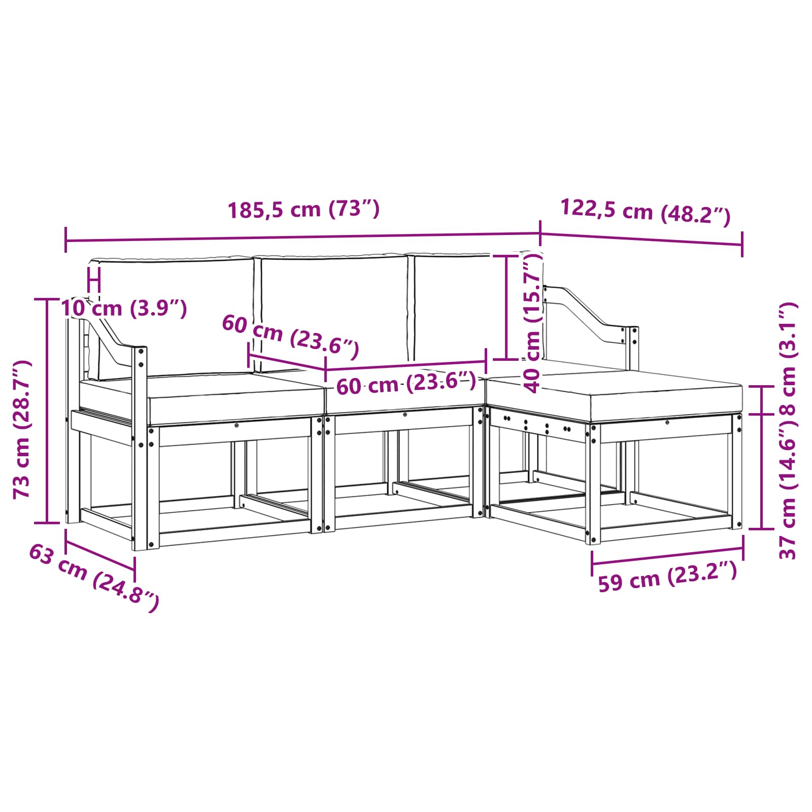 Buiten bankenset 4 pcs – afbeelding 6