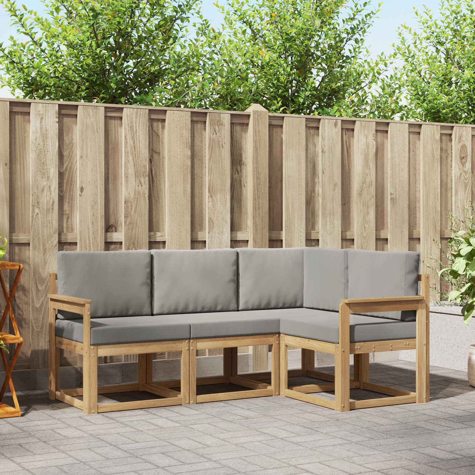 Buiten bankenset 4 pcs Wit en Lichtgrijs 187,5 x 128,5 x 73 cm