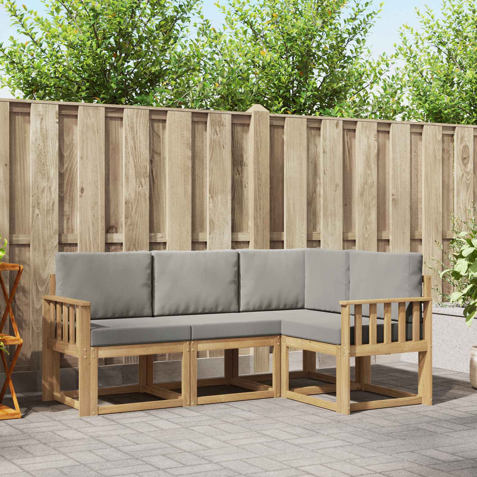 Buiten bankenset 4 pcs Wit en Lichtgrijs 187,5 x 128,5 x 73 cm
